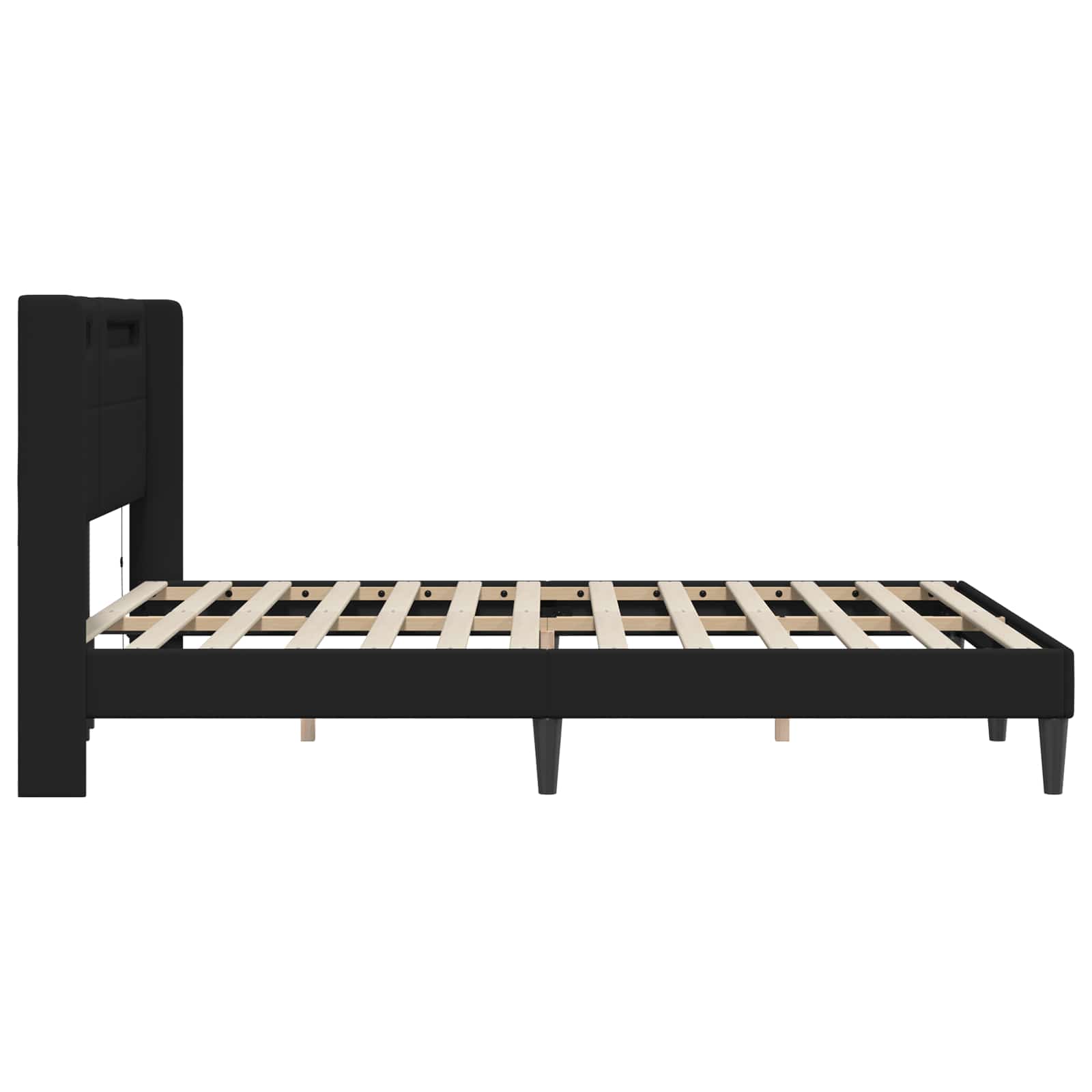 Bed Frame with LED Strip Lights Black 137 x 190 cm Faux Leather