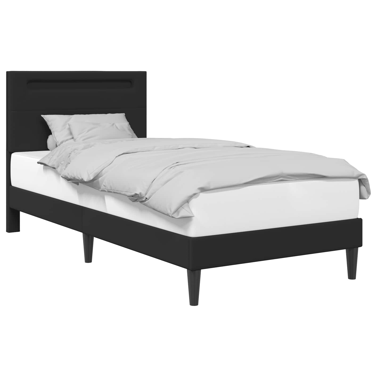 Bed Frame with LED Strip Lights Black 90 x 190 cm Faux Leather
