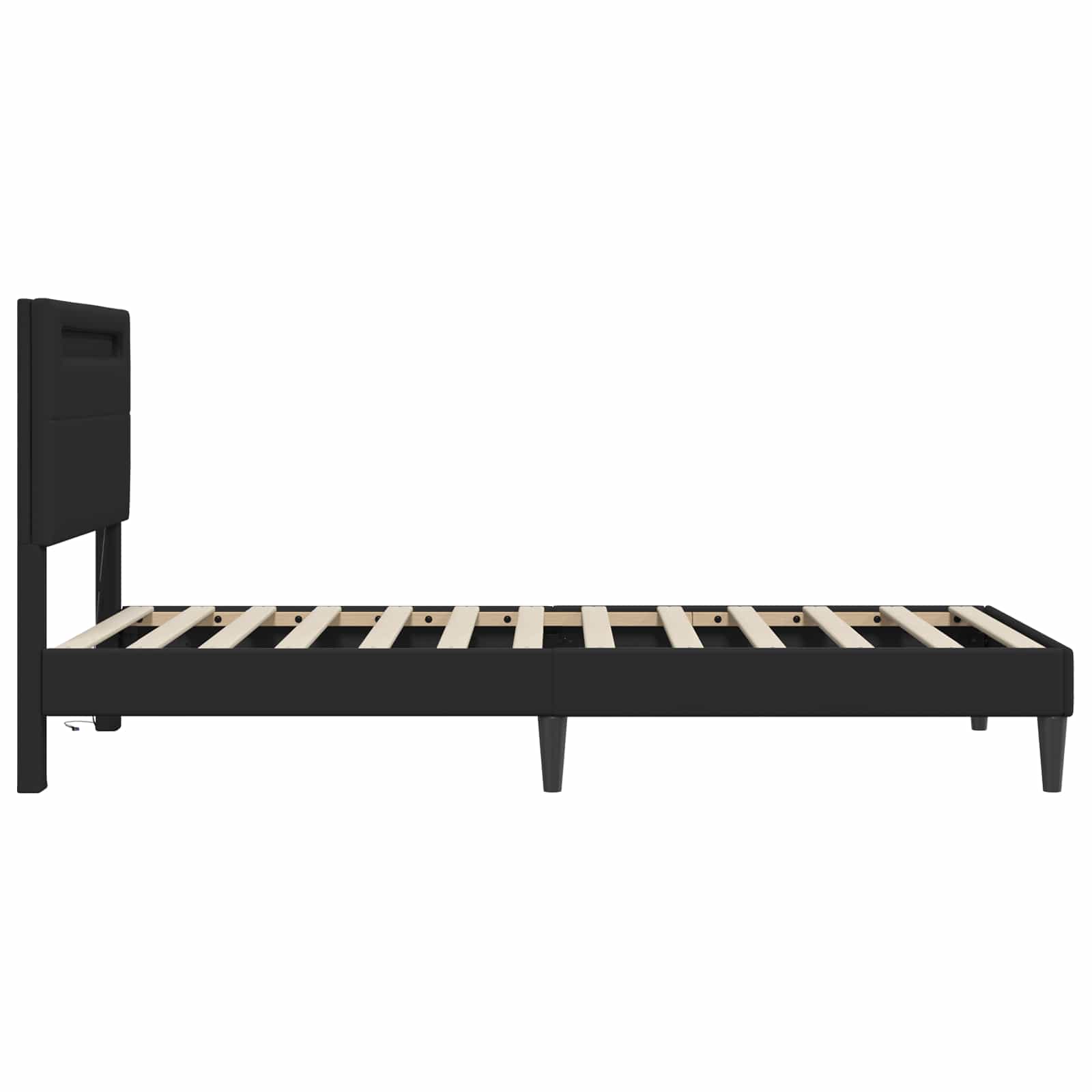 Bed Frame with LED Strip Lights Black 90 x 190 cm Faux Leather