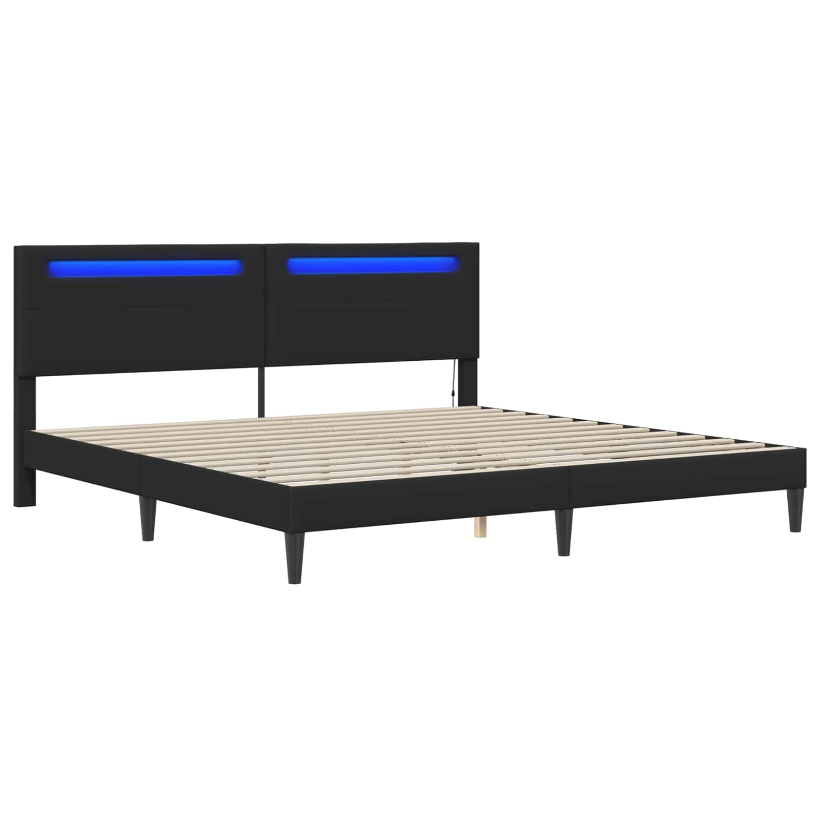 Bed Frame with LED Strip Lights Black 180 x 200 cm Faux Leather
