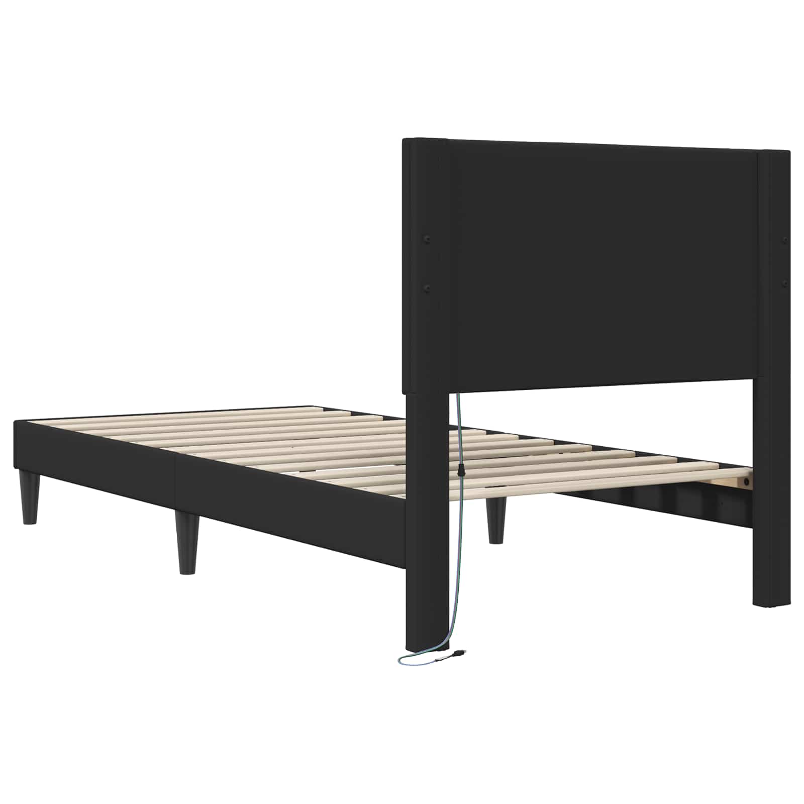 Bed Frame with LED Strip Lights Black 107 x 203 cm Faux Leather
