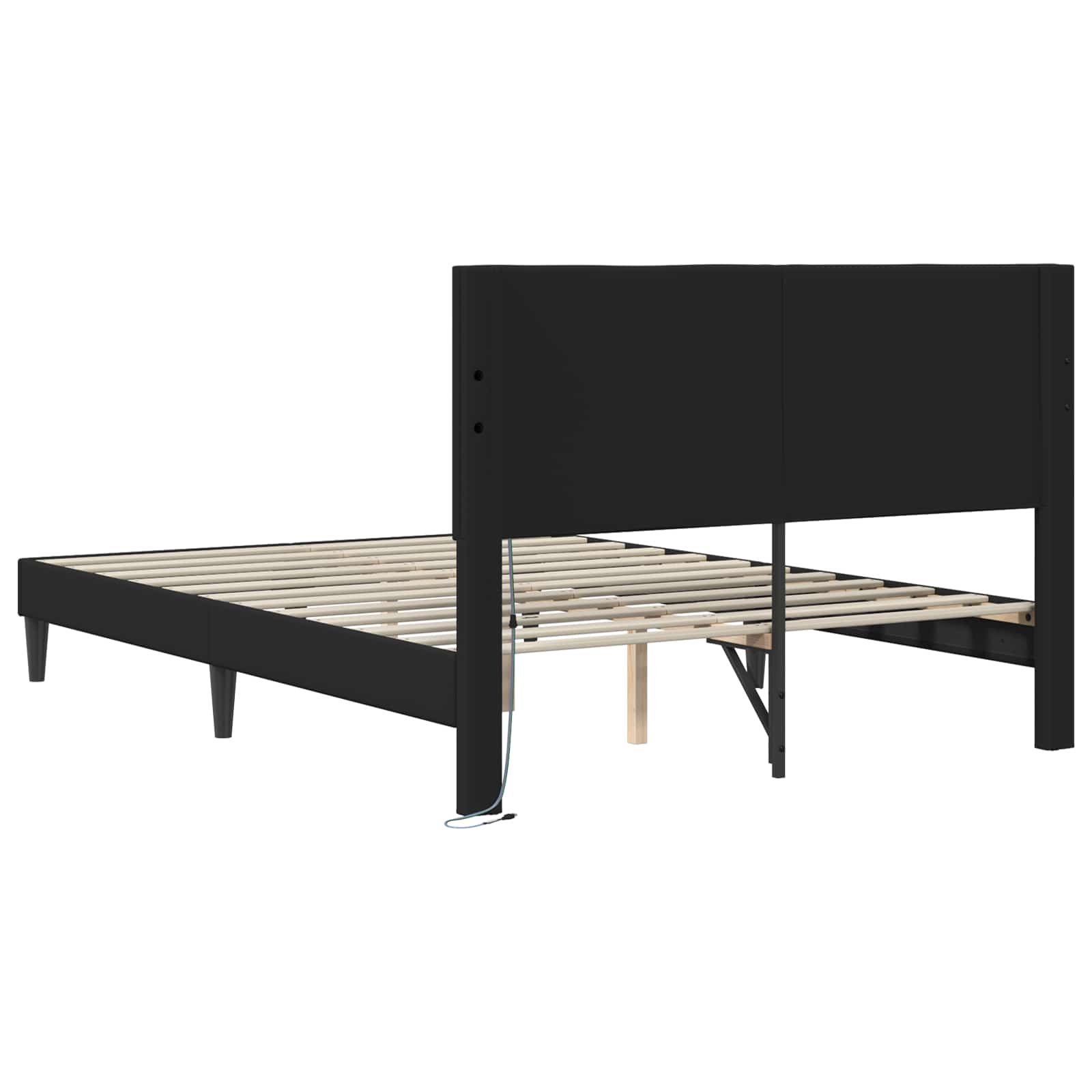 Bed Frame with LED Strip Lights Black 153 x 203 cm Faux Leather