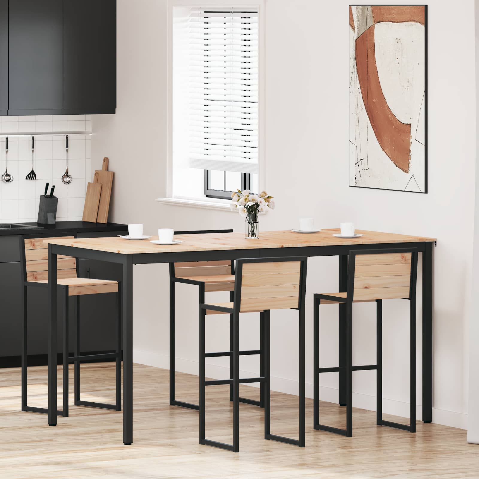 Bar Table Natural 110 x 55 x 105 cm Solid Pine Wood