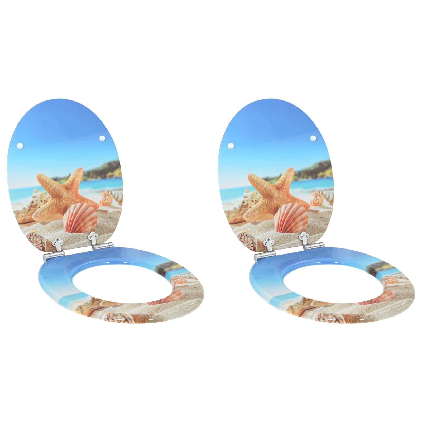 Soft-Close Toilet Seat 2 pcs Sea Muschel 44 x 38 cm MDF board