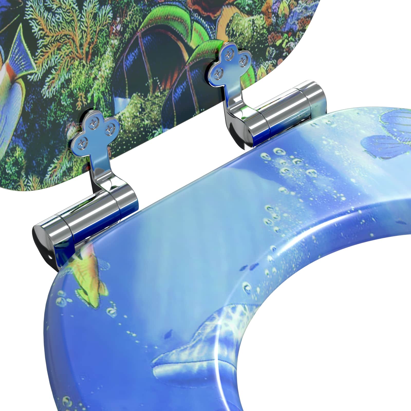 Soft-Close Toilet Seat 2 pcs Blue 44 x 38 cm MDF board