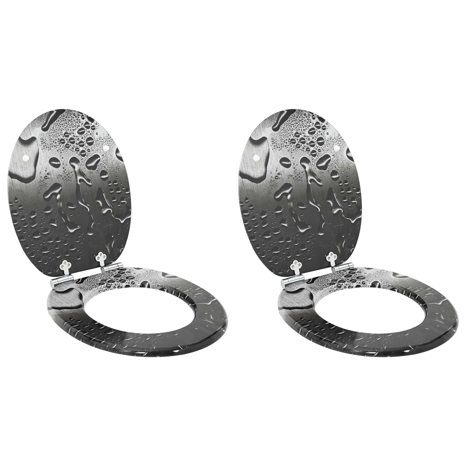 Soft-Close Toilet Seat 2 pcs Grey 44 x 38 cm MDF board