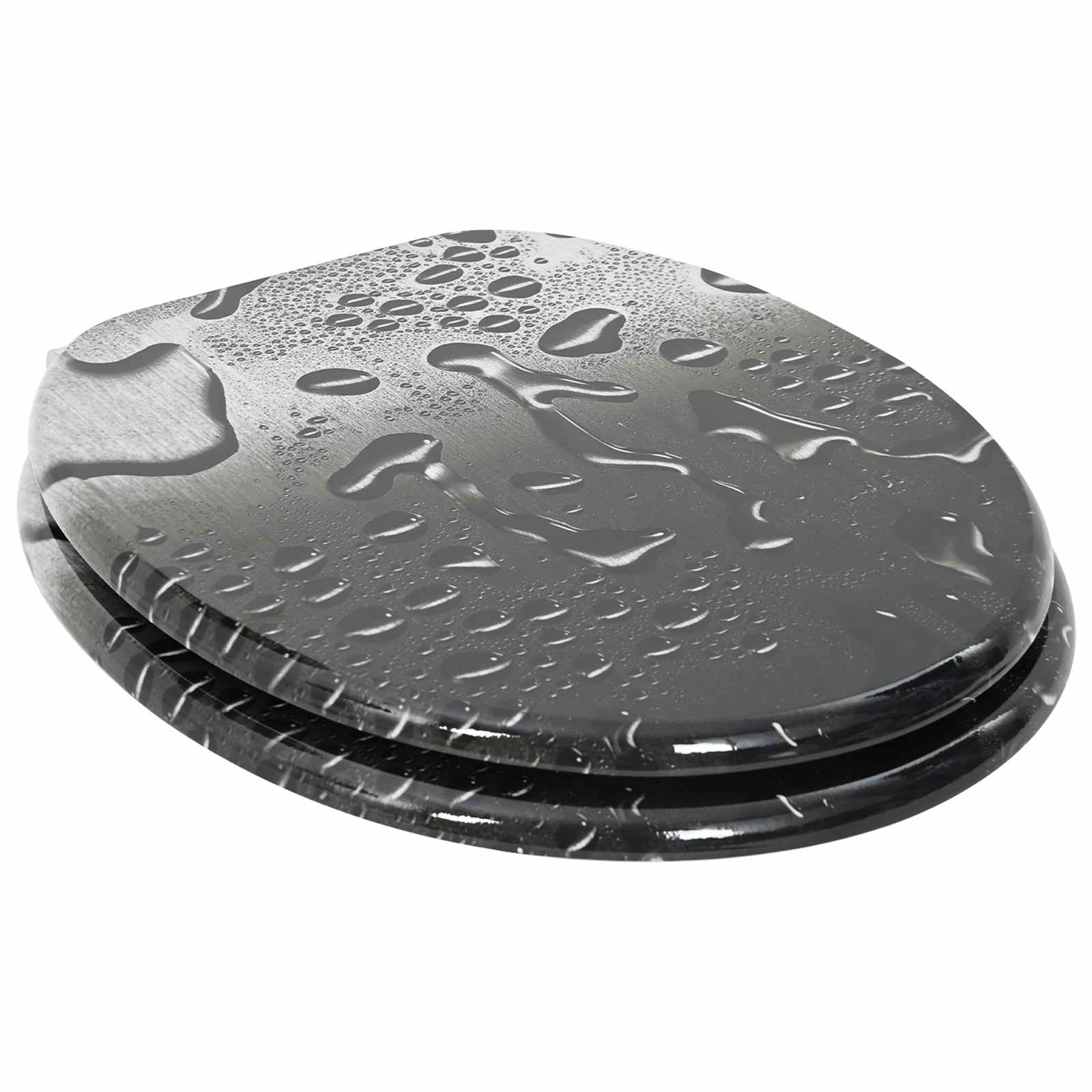 Soft-Close Toilet Seat 2 pcs Grey 44 x 38 cm MDF board
