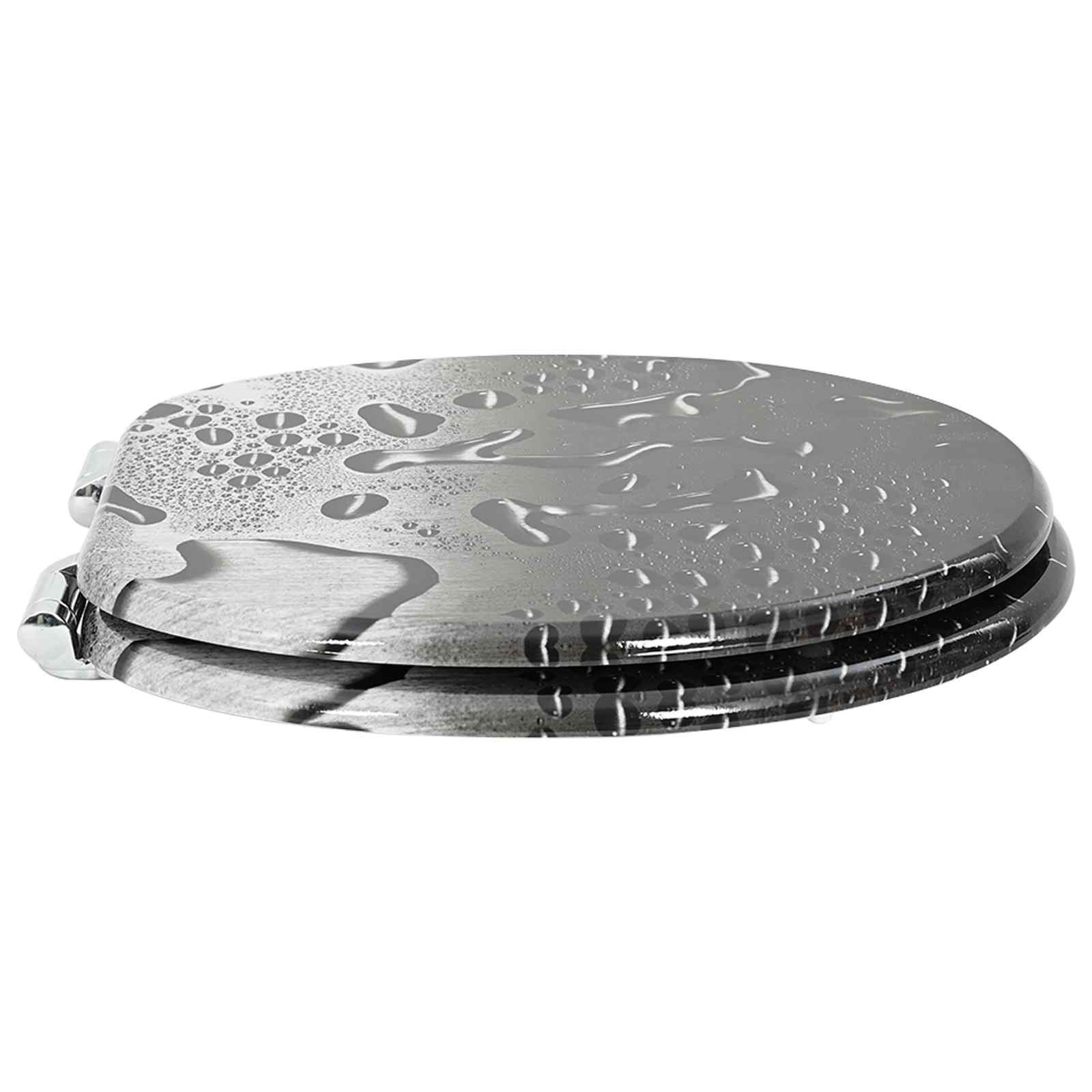 Soft-Close Toilet Seat 2 pcs Grey 44 x 38 cm MDF board