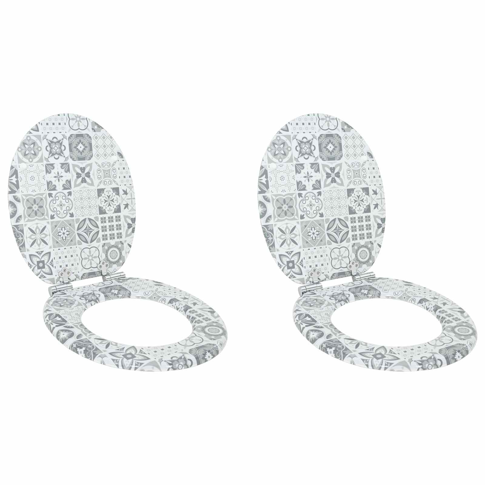 Soft-Close Toilet Seat 2 pcs Blue and White Porcelain MDF board