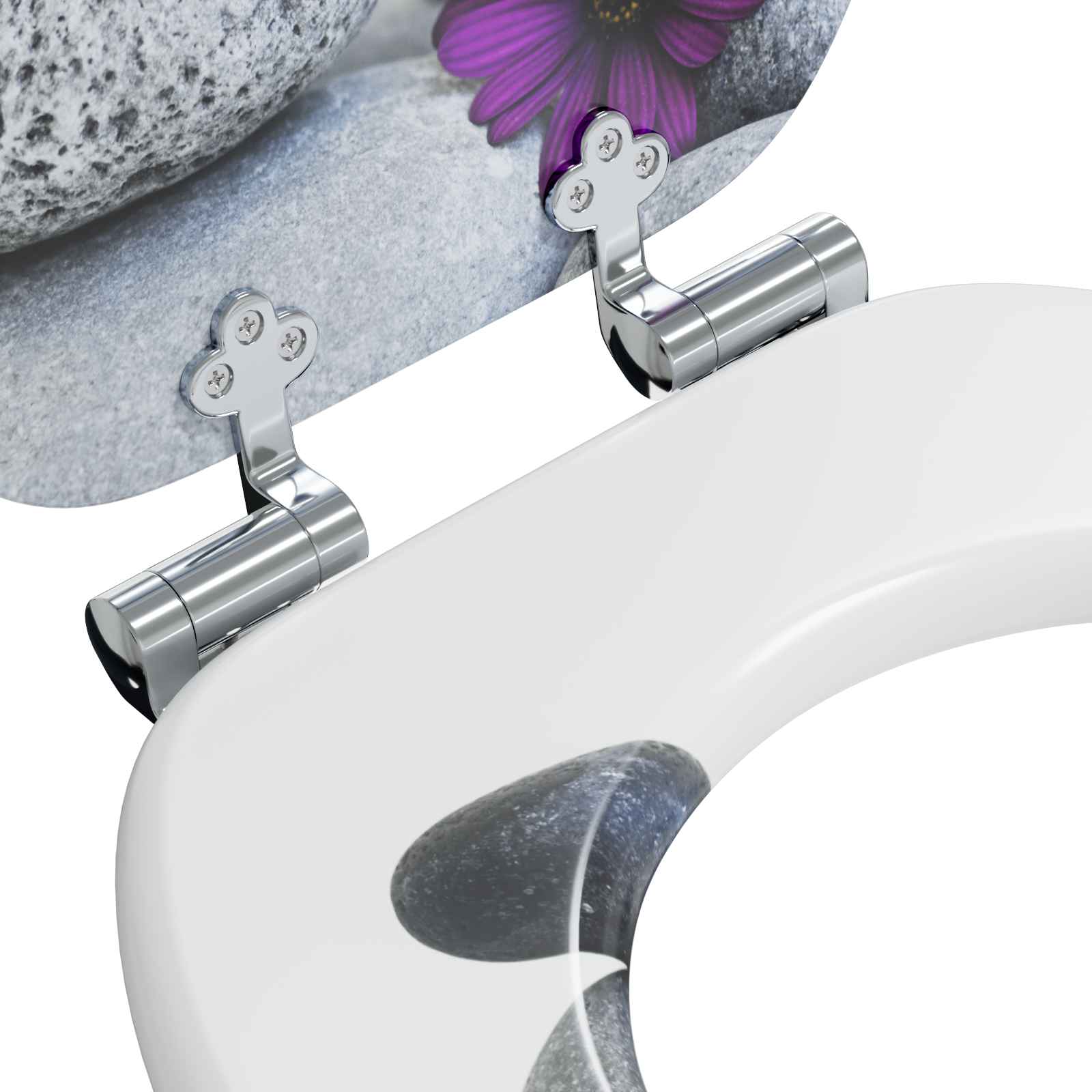 Soft-Close Toilet Seat 2 pcs Grey 44 x 38 cm MDF board