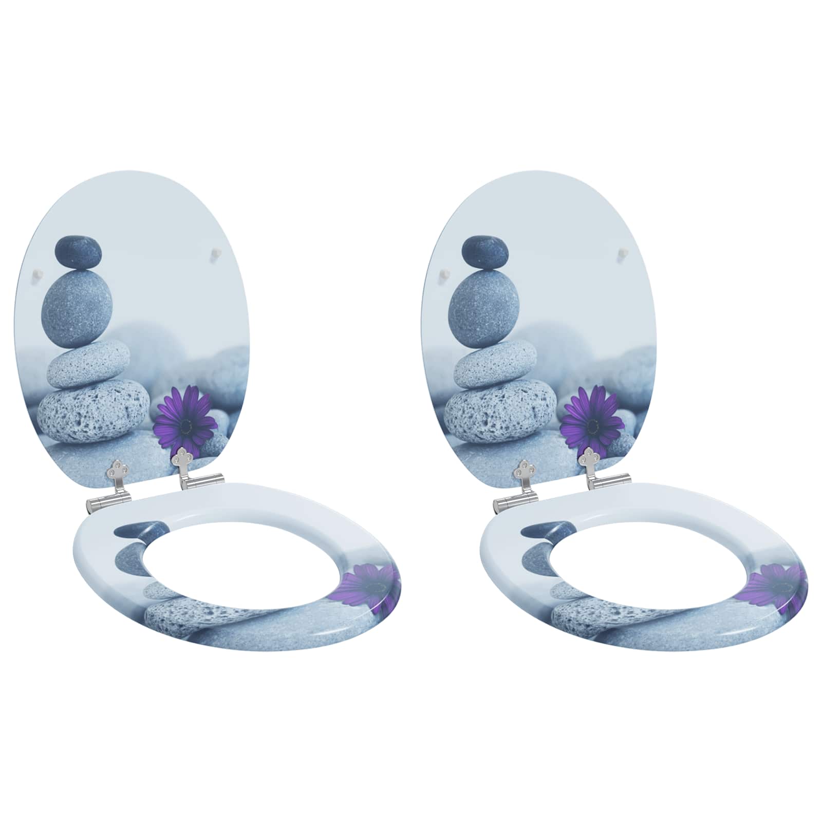 Soft-Close Toilet Seat 2 pcs Grey 44 x 38 cm MDF board