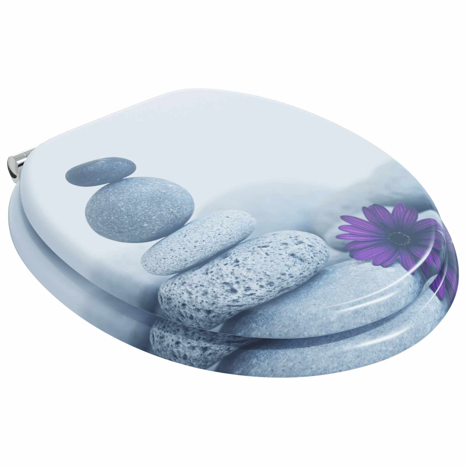 Soft-Close Toilet Seat 2 pcs Grey 44 x 38 cm MDF board