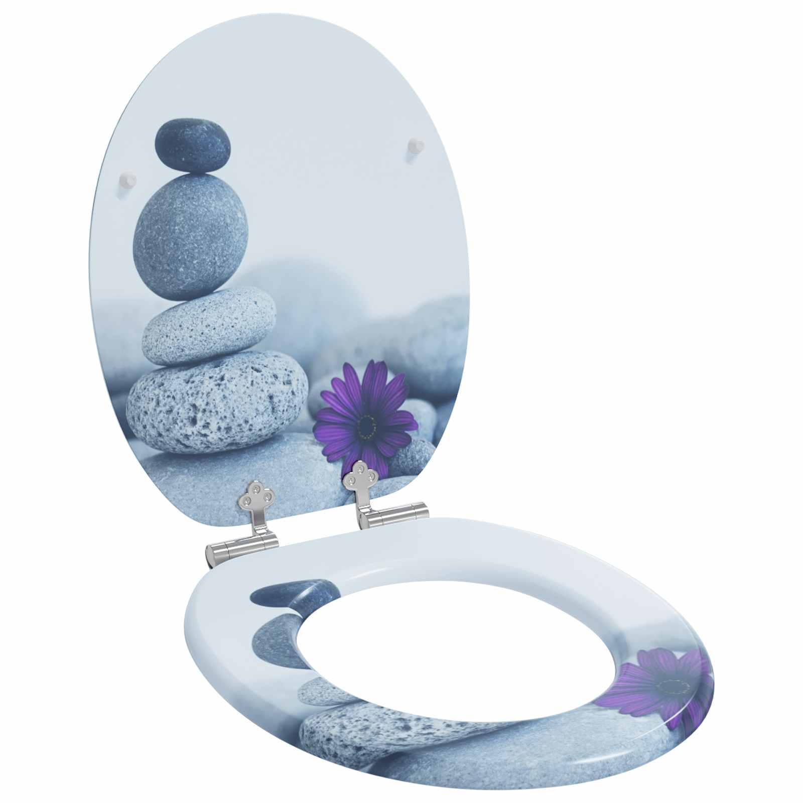 Soft-Close Toilet Seat 2 pcs Grey 44 x 38 cm MDF board
