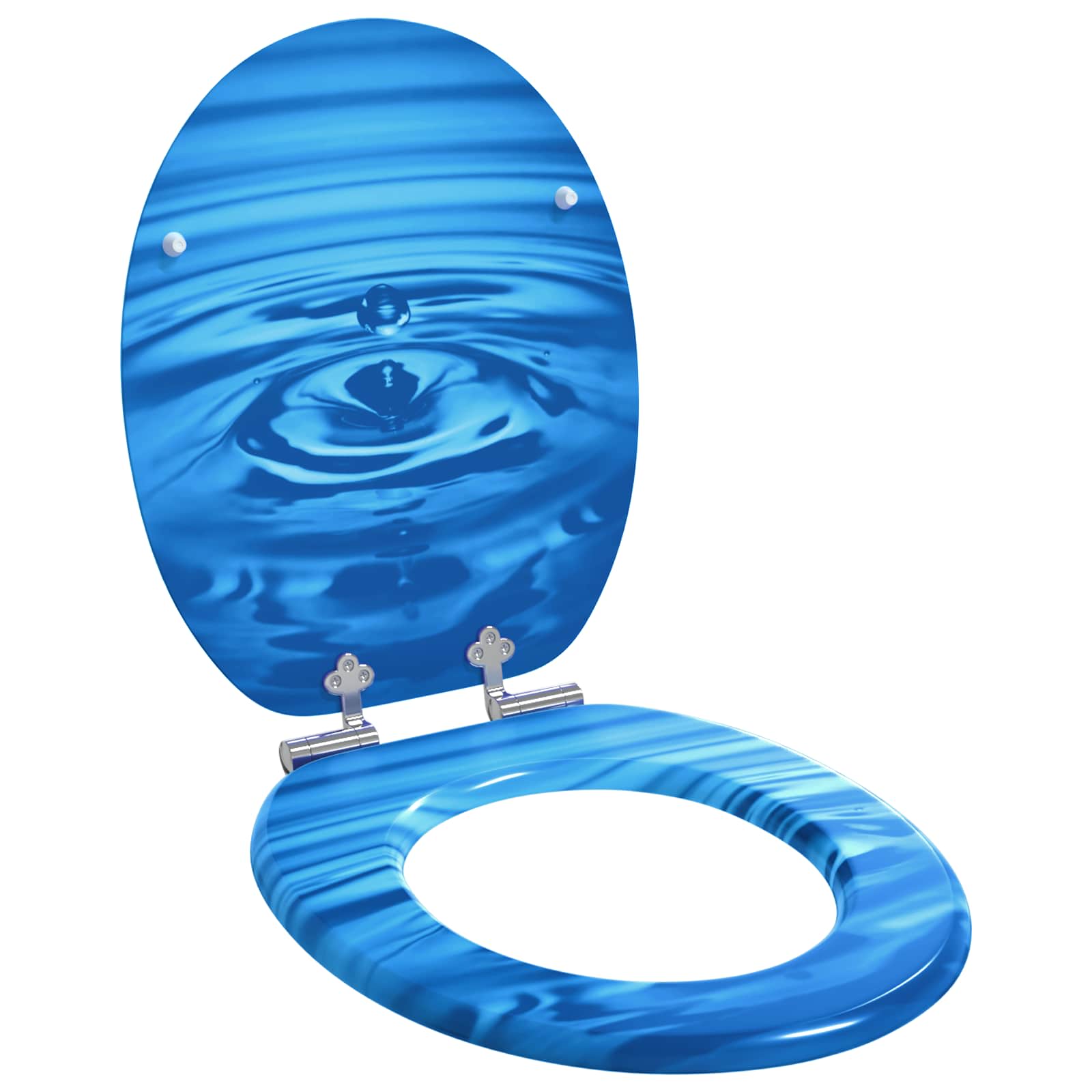Soft-Close Toilet Seat 2 pcs Blue Drop 44 x 38 cm MDF board