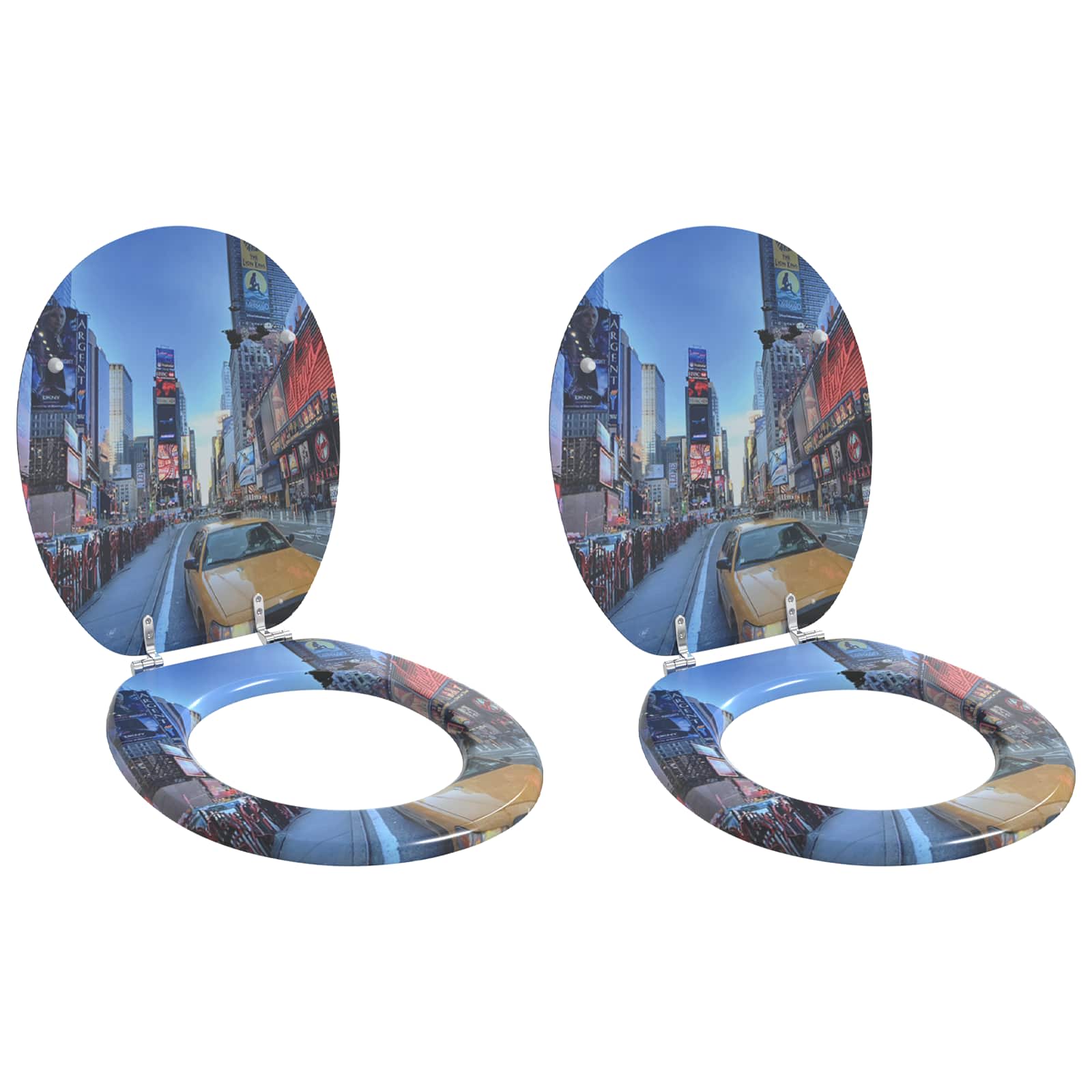 Soft-Close Toilet Seat 2 pcs Grey 44 x 38 cm MDF board