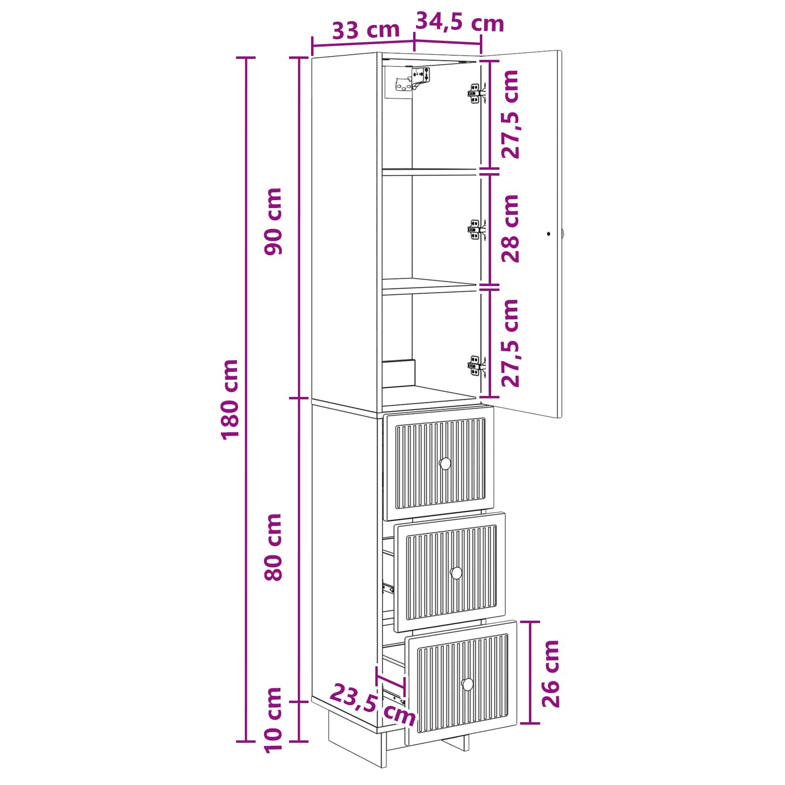 Cabinet Set 2 pcs White 33 x 34.5 x 90 cm Engineered Wood