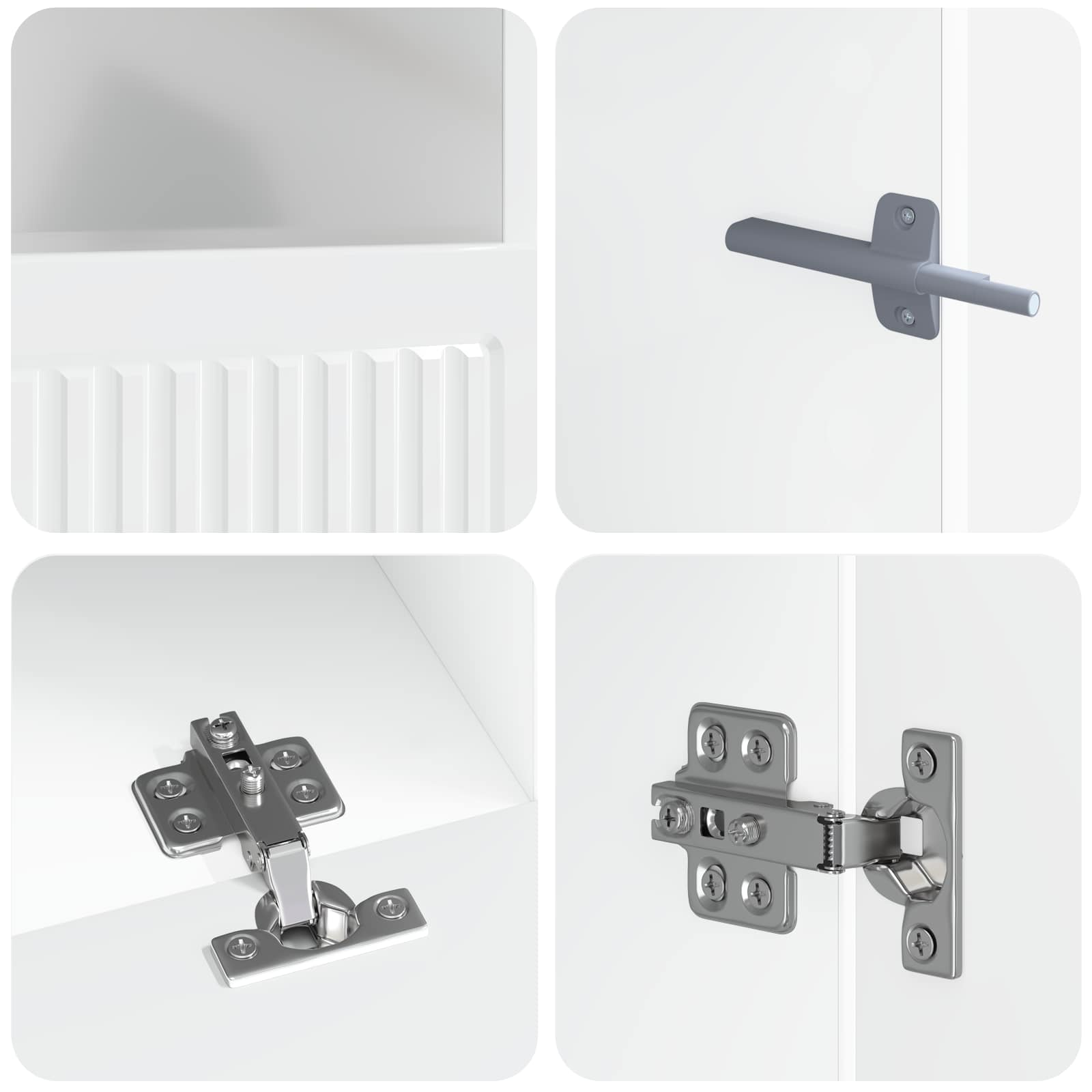 5 Piece LED TV Cabinet White Engineered Wood