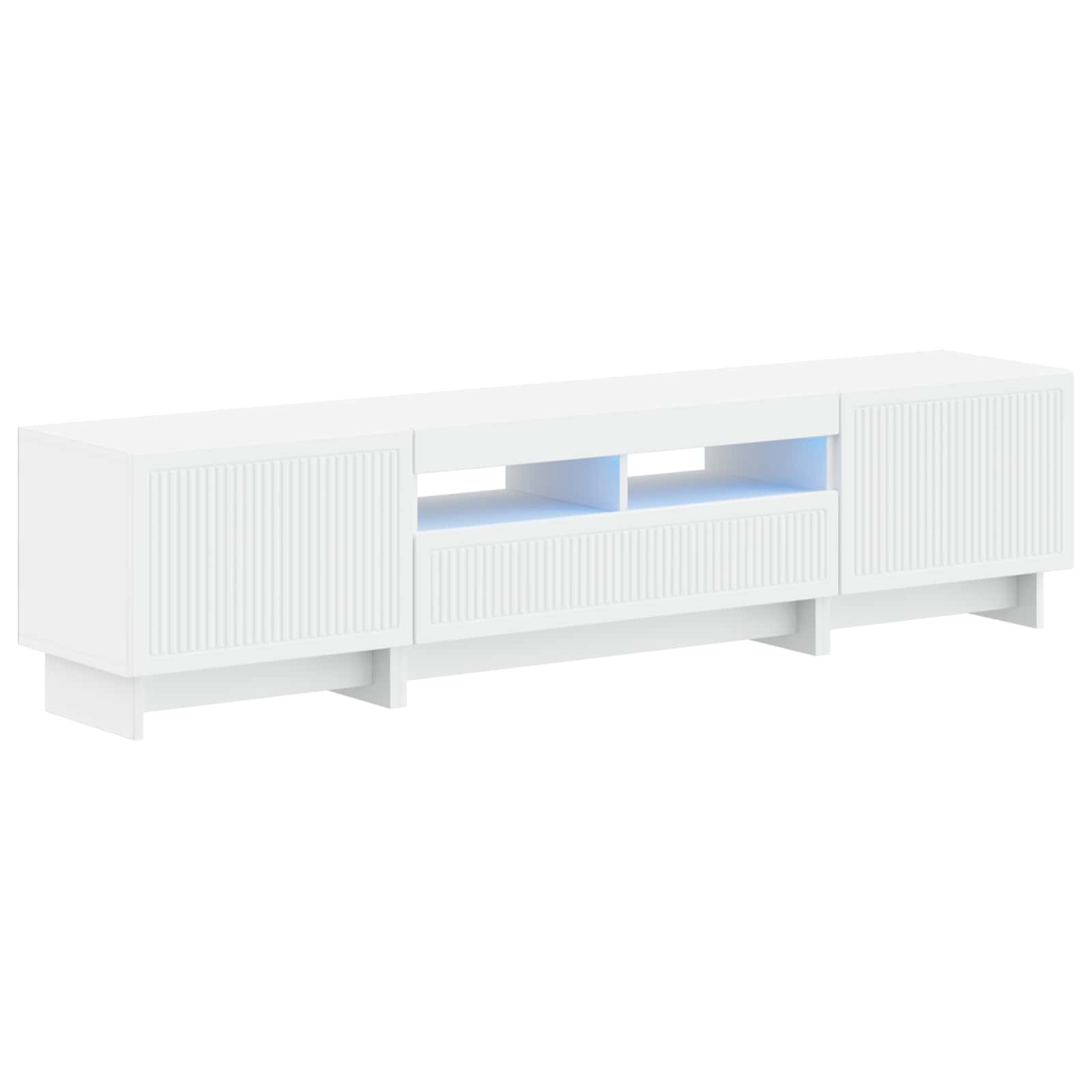 5 Piece LED TV Cabinet White Engineered Wood