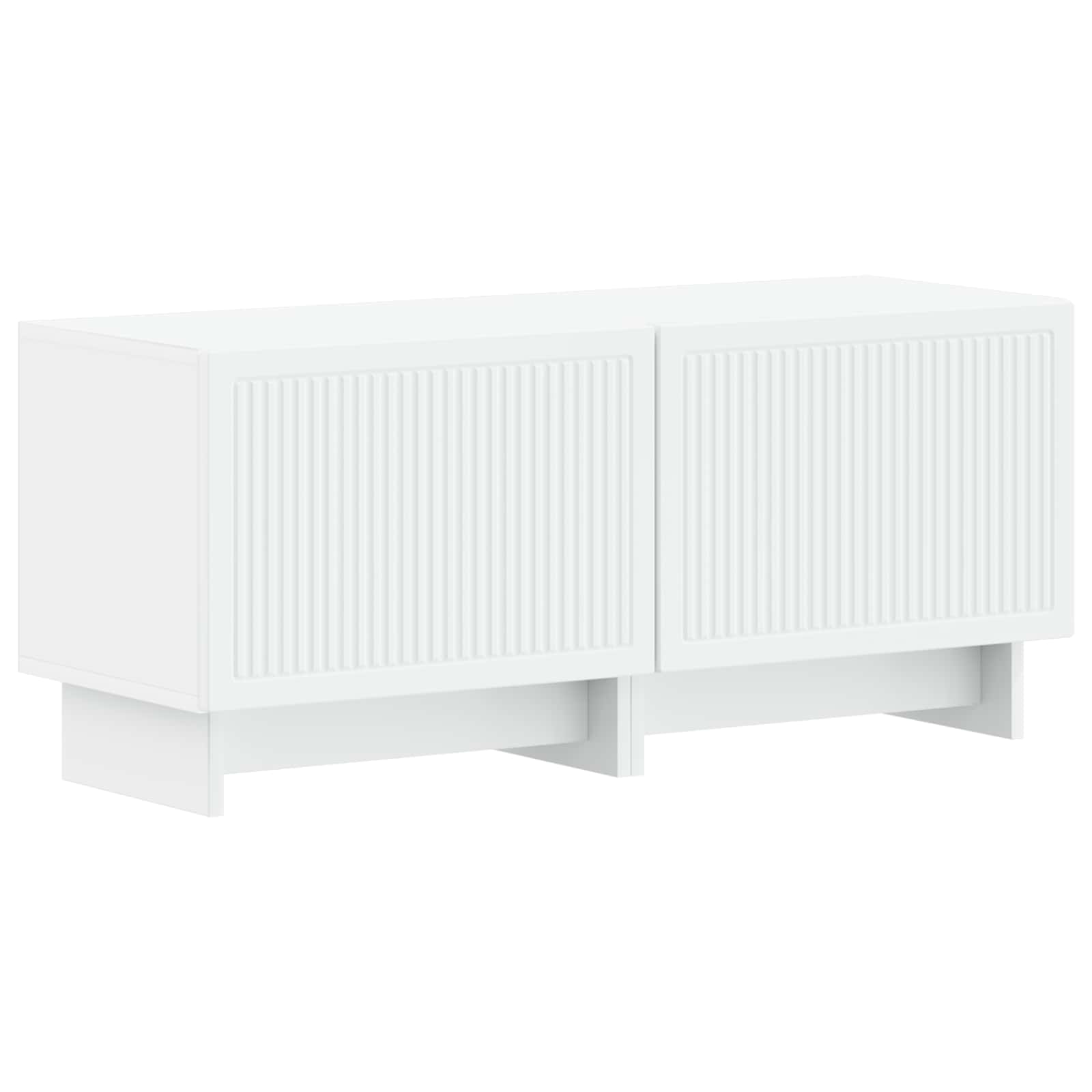 5 Piece LED TV Cabinet White Engineered Wood