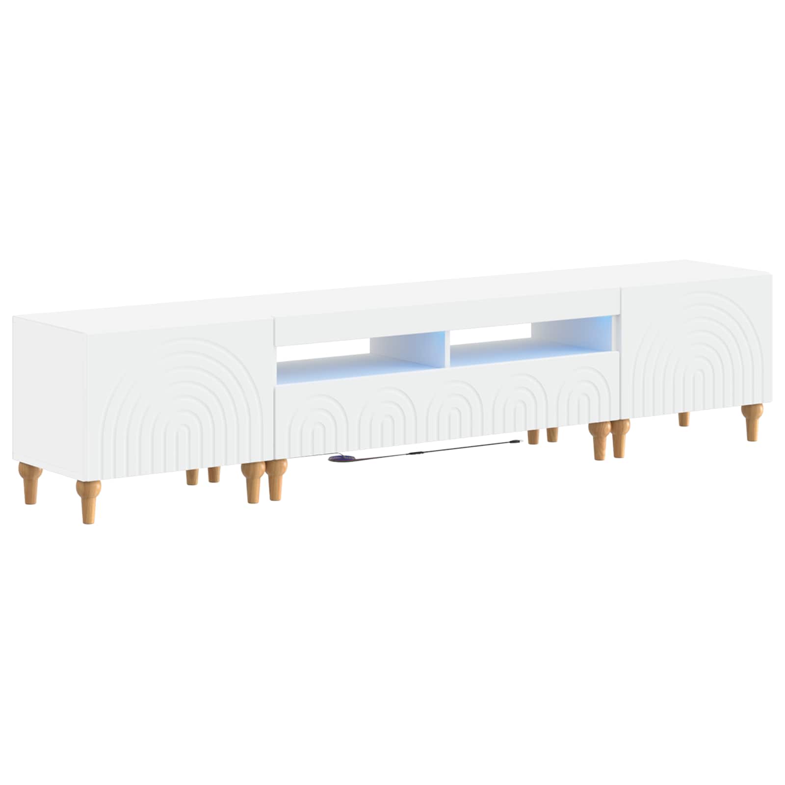 3 Piece LED TV Cabinet White Engineered Wood