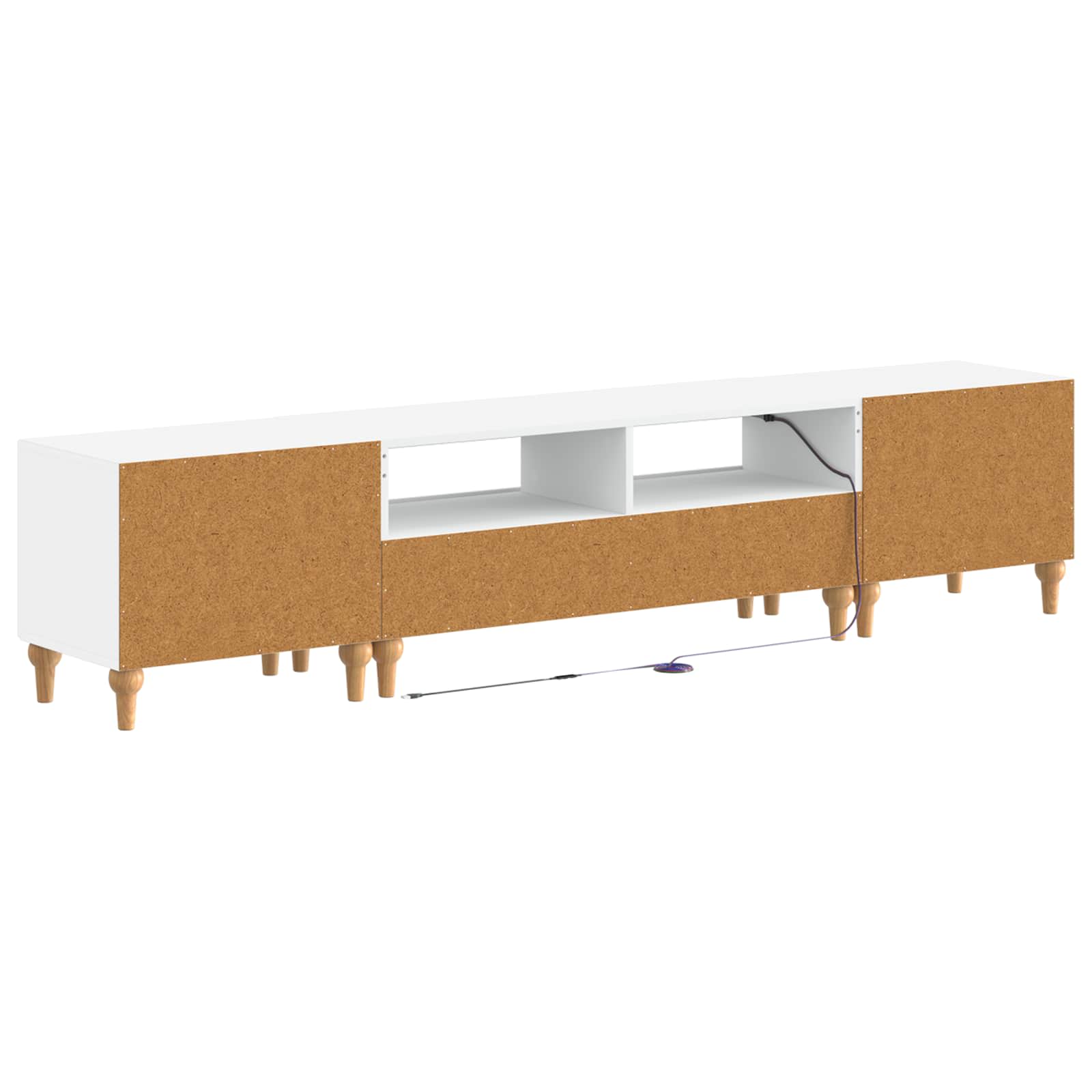 3 Piece LED TV Cabinet White Engineered Wood
