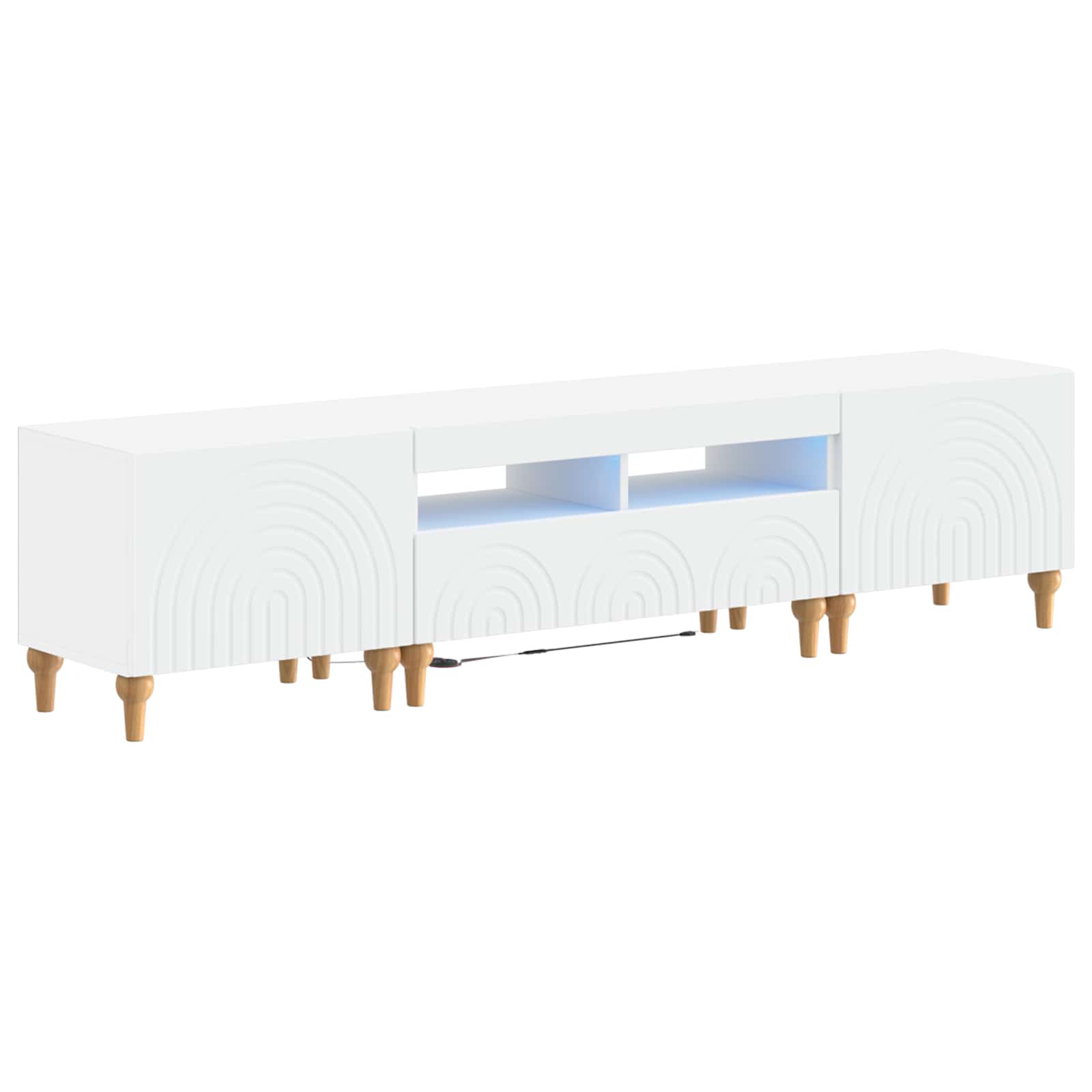 3 Piece LED TV Cabinet White Engineered Wood