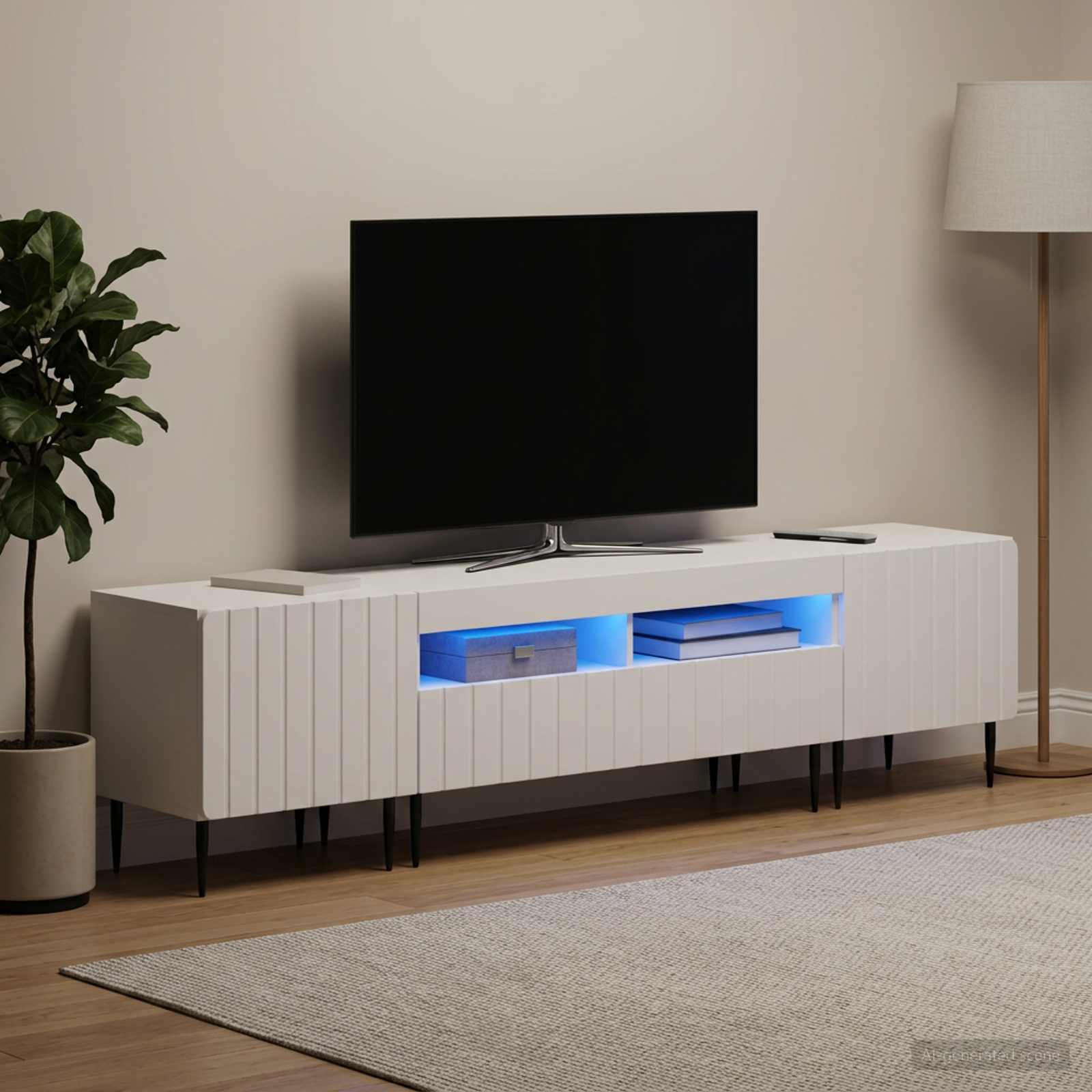 5 Piece LED TV Cabinet ZWOLLE White Engineered Wood