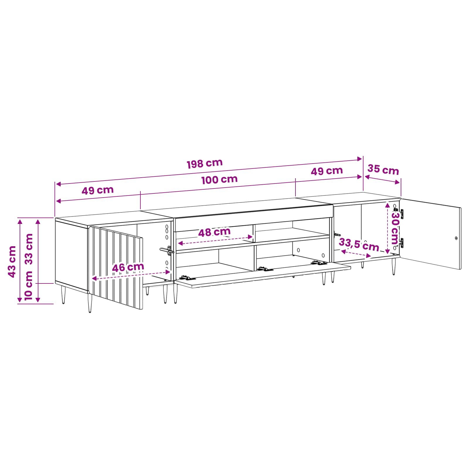 5 Piece LED TV Cabinet ZWOLLE White Engineered Wood