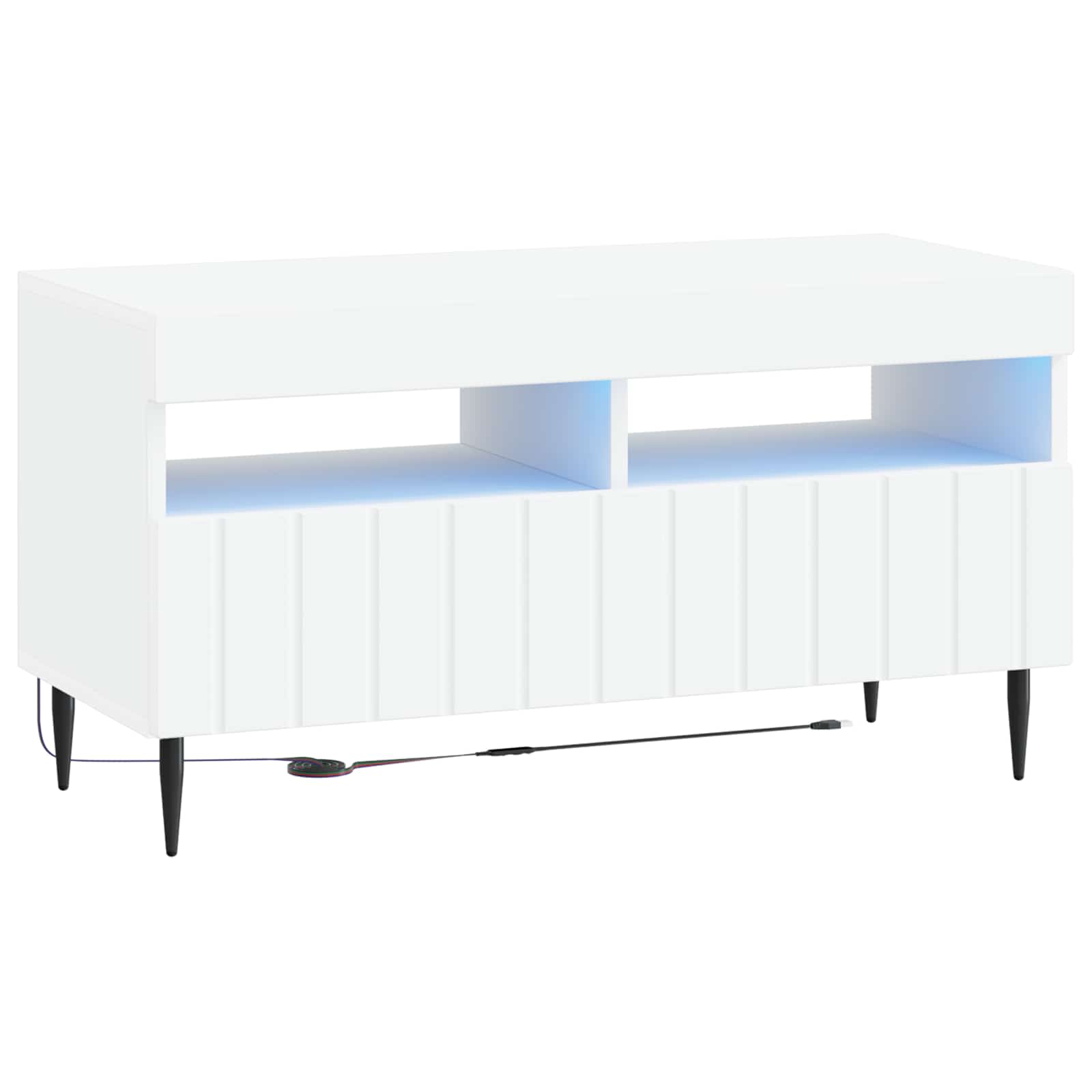 5 Piece LED TV Cabinet White Engineered Wood