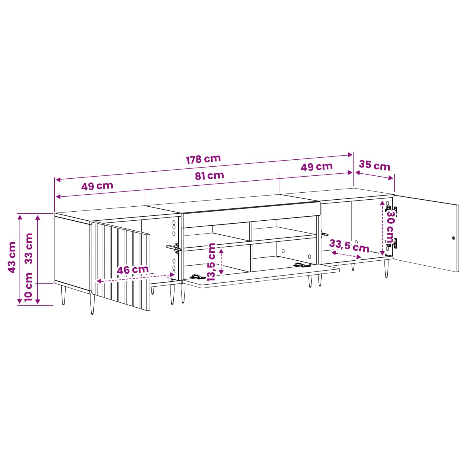 5 Piece LED TV Cabinet White Engineered Wood