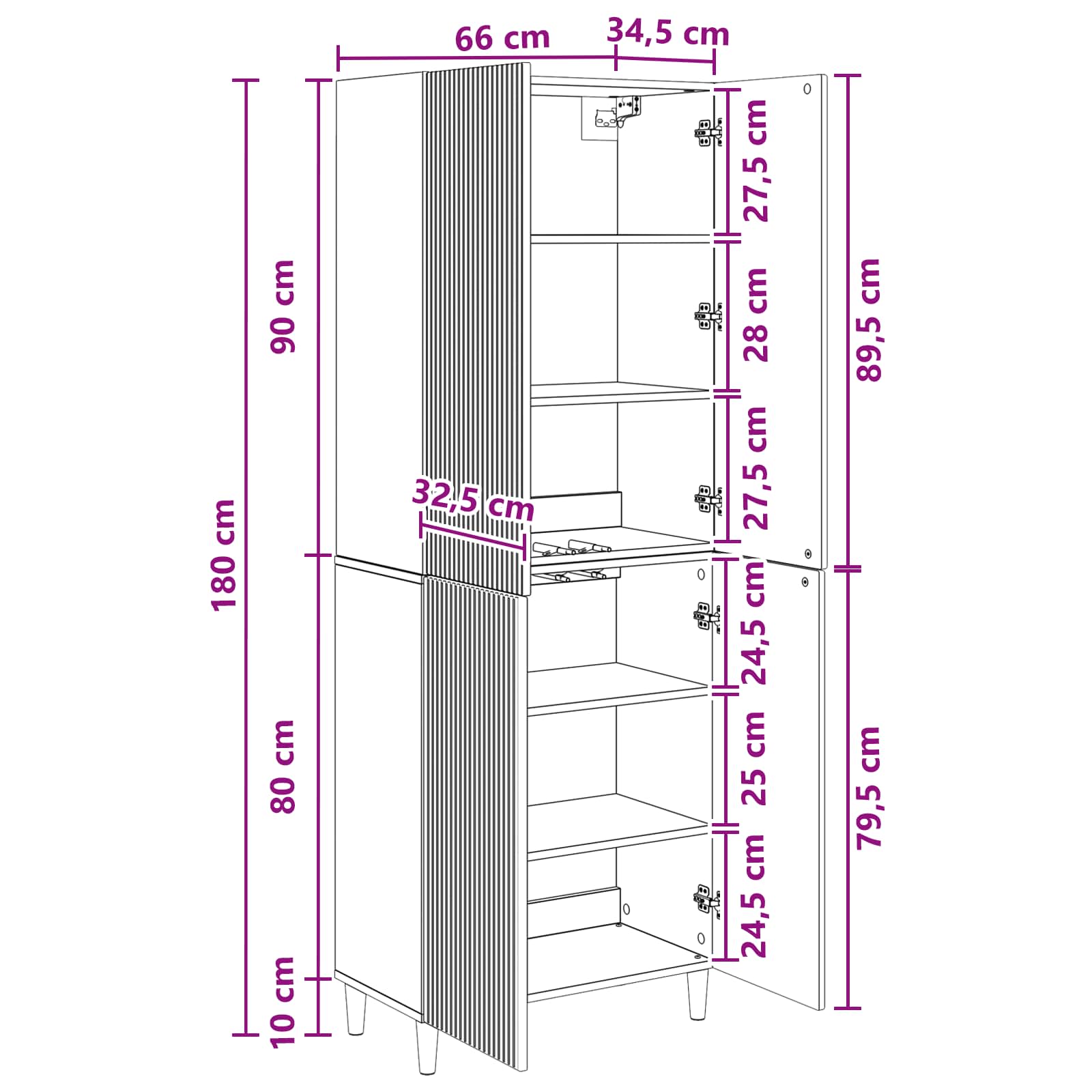 Cabinet Set 2 pcs 66 x 34.5 x 90 cm Engineered Wood