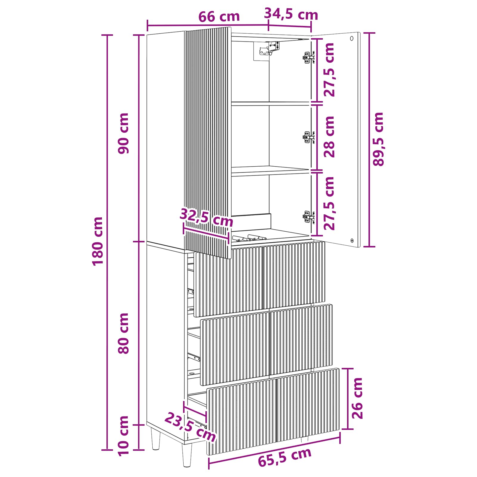 Cabinet Set 2 pcs 66 x 34.5 x 90 cm Engineered Wood