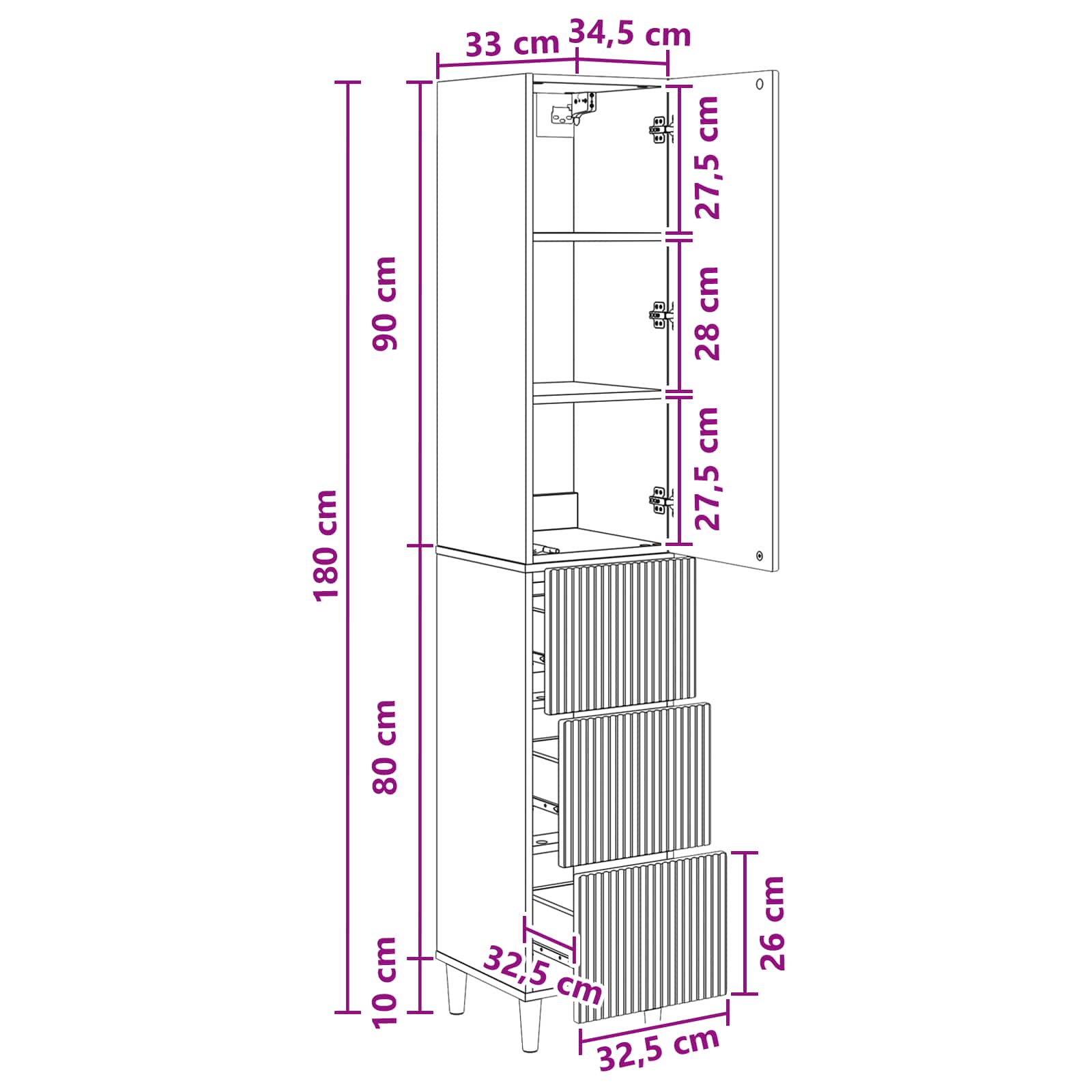 Cabinet Set 2 pcs 33 x 34.5 x 90 cm Engineered Wood