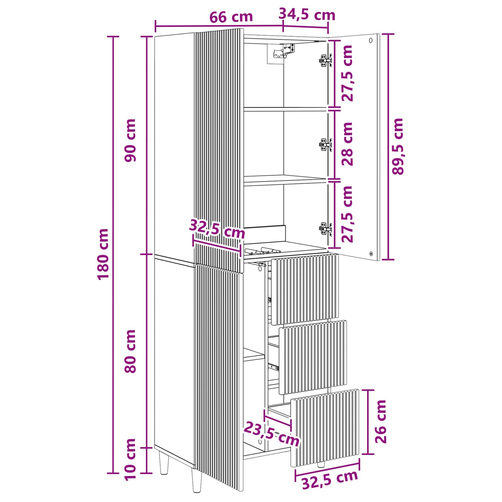 Cabinet Set 2 pcs White 66 x 34.5 x 90 cm Engineered Wood
