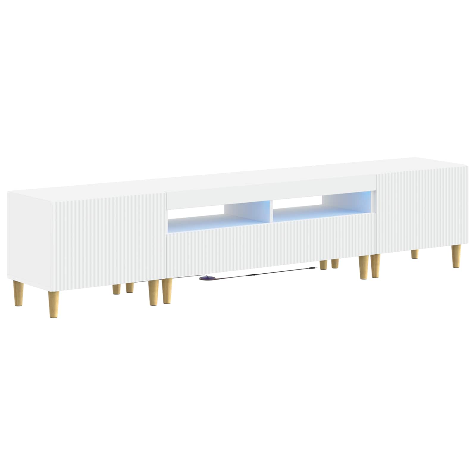 5 Piece LED TV Cabinet White Engineered Wood
