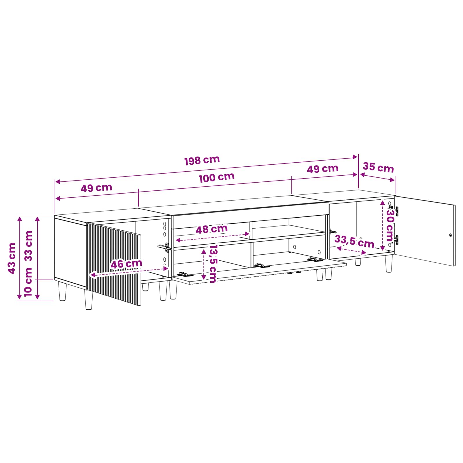 5 Piece LED TV Cabinet White Engineered Wood