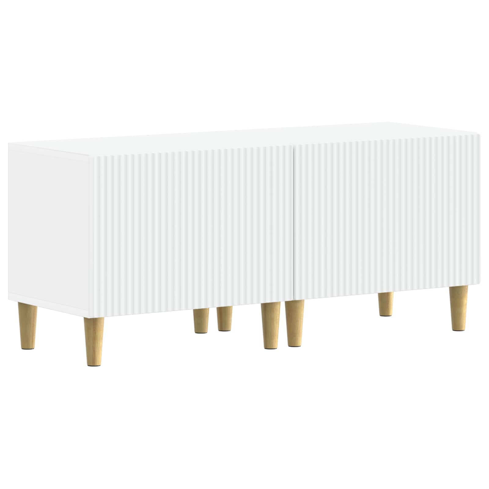 5 Piece LED TV Cabinet White Engineered Wood