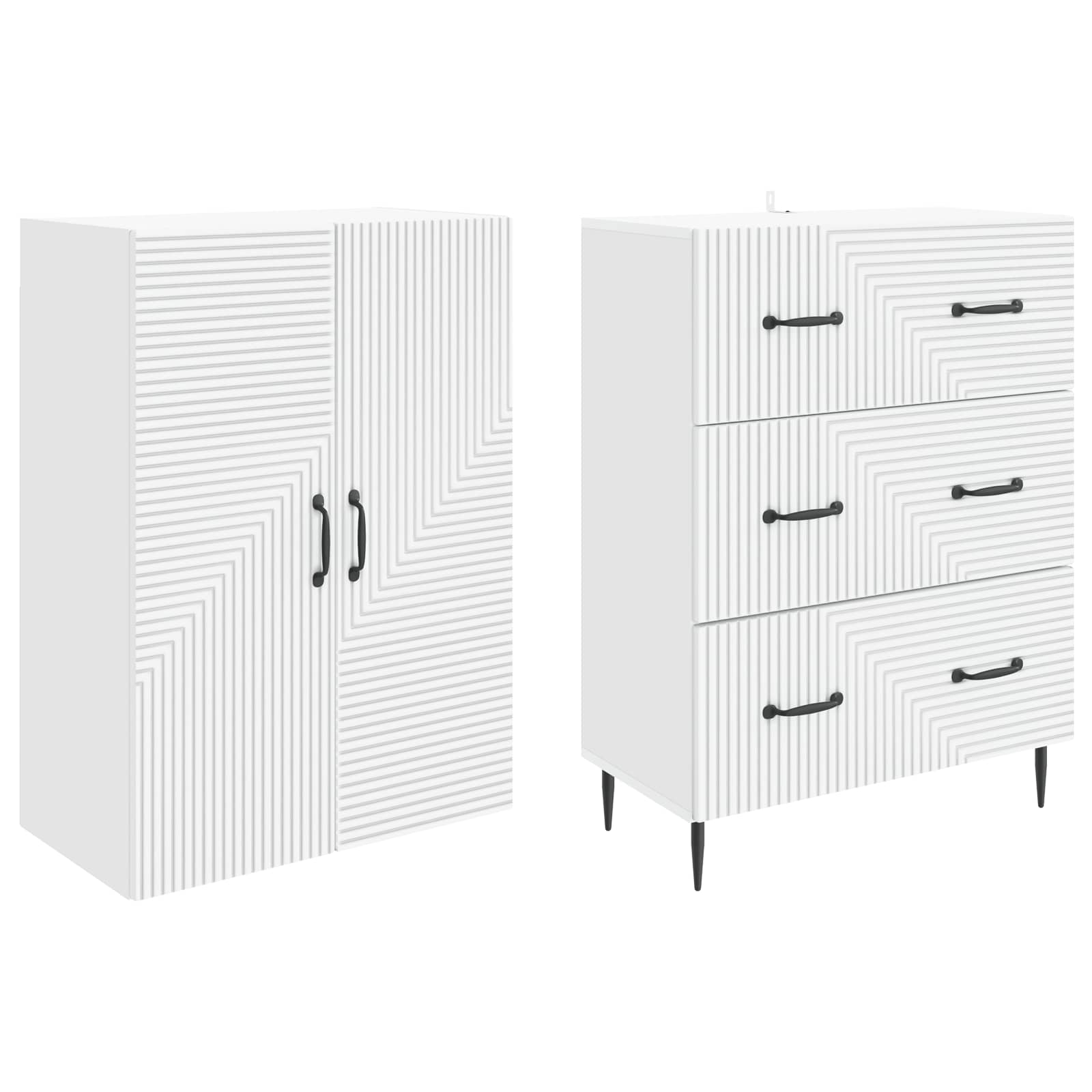Cabinet Set 2 pcs White 66 x 34.5 x 90 cm Engineered Wood