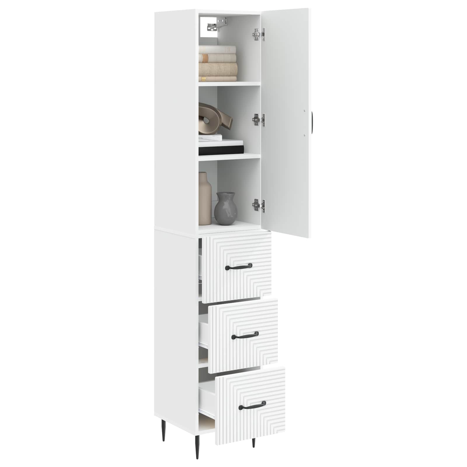 Cabinet Set 2 pcs White 33 x 34.5 x 90 cm Engineered Wood