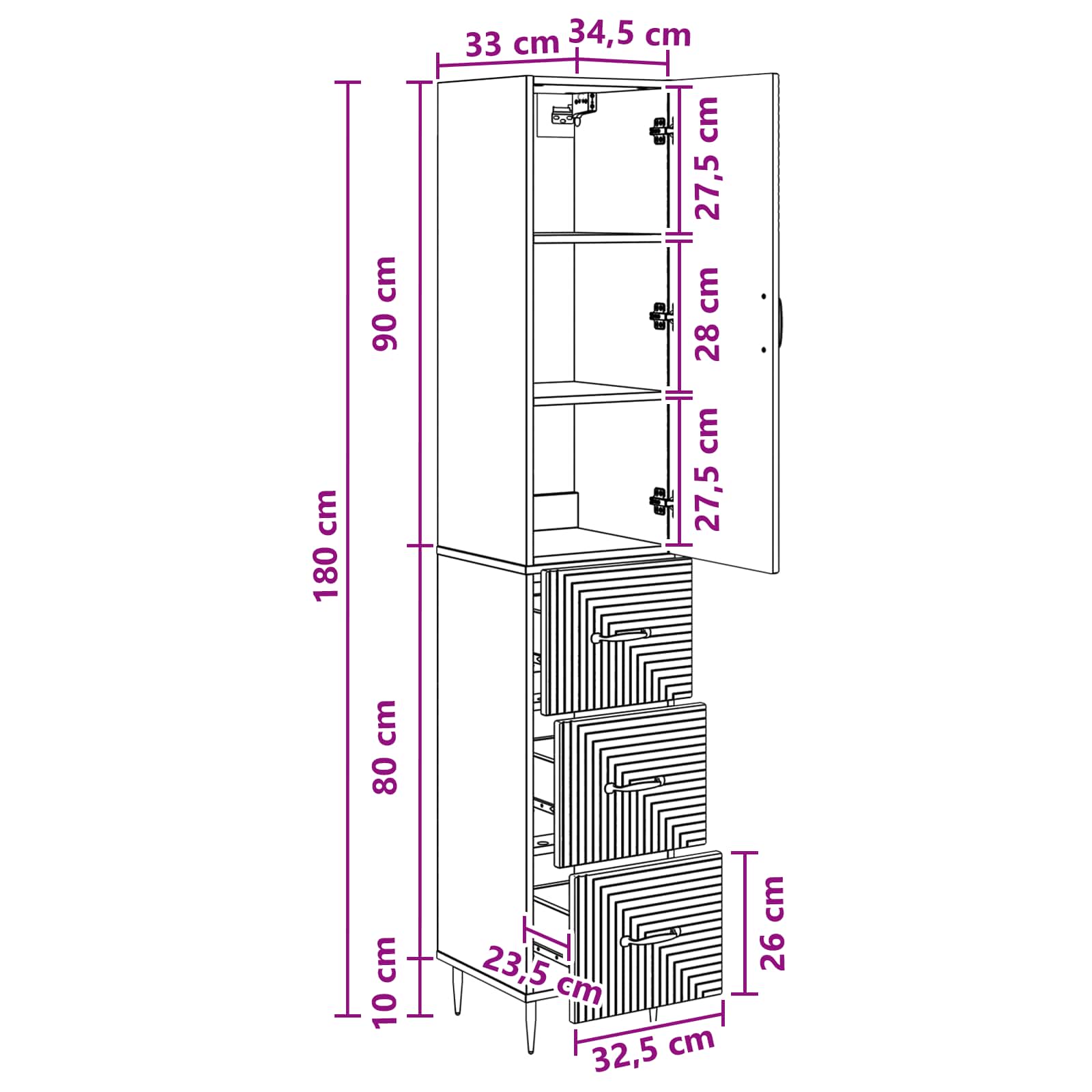 Cabinet Set 2 pcs White 33 x 34.5 x 90 cm Engineered Wood
