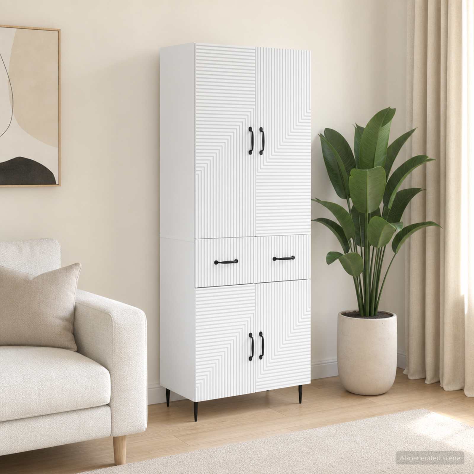 Cabinet Set 2 pcs White 66 x 34.5 x 89.5 cm Engineered Wood