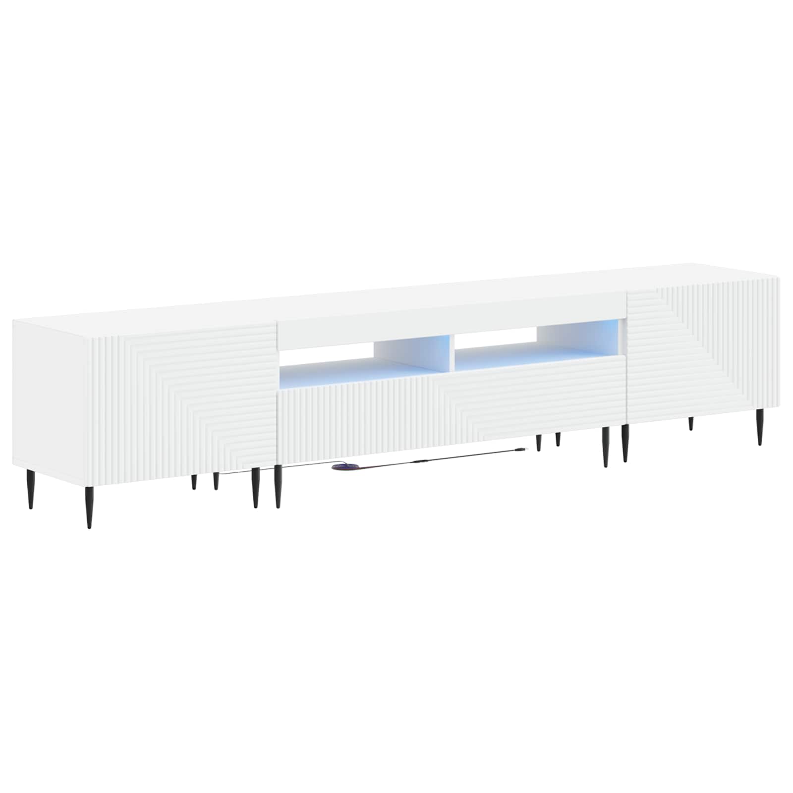 3 Piece LED TV Cabinet White Engineered Wood