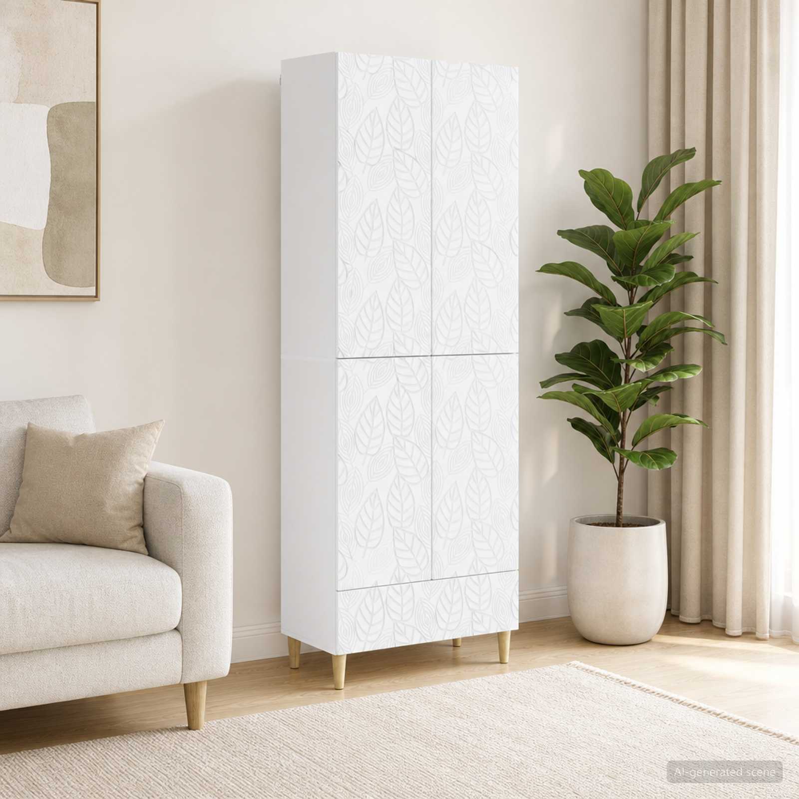 Cabinet Set 2 pcs White Engineered Wood