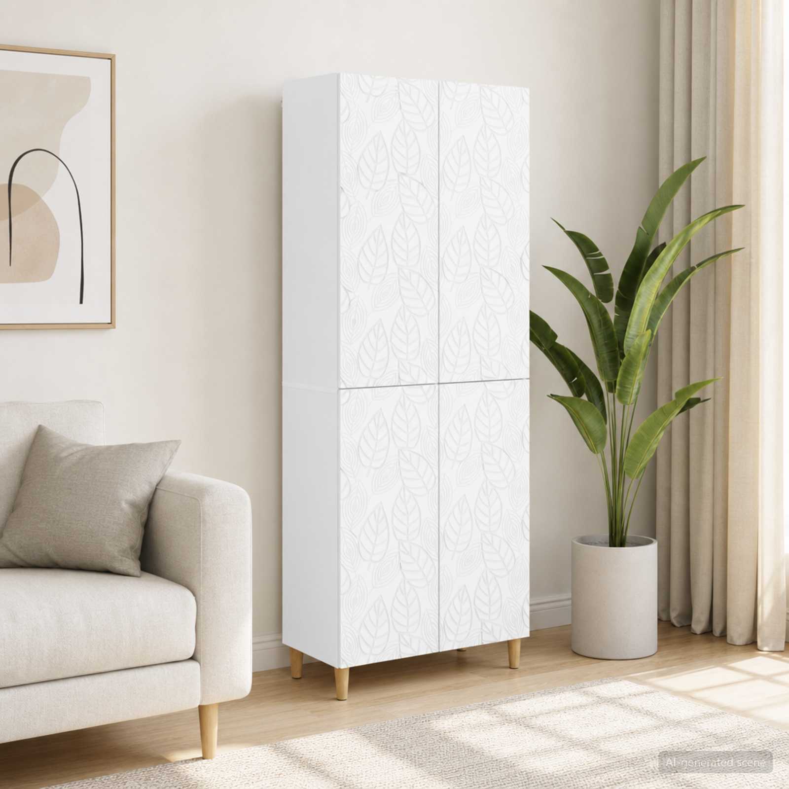 Cabinet Set 2 pcs White Engineered Wood