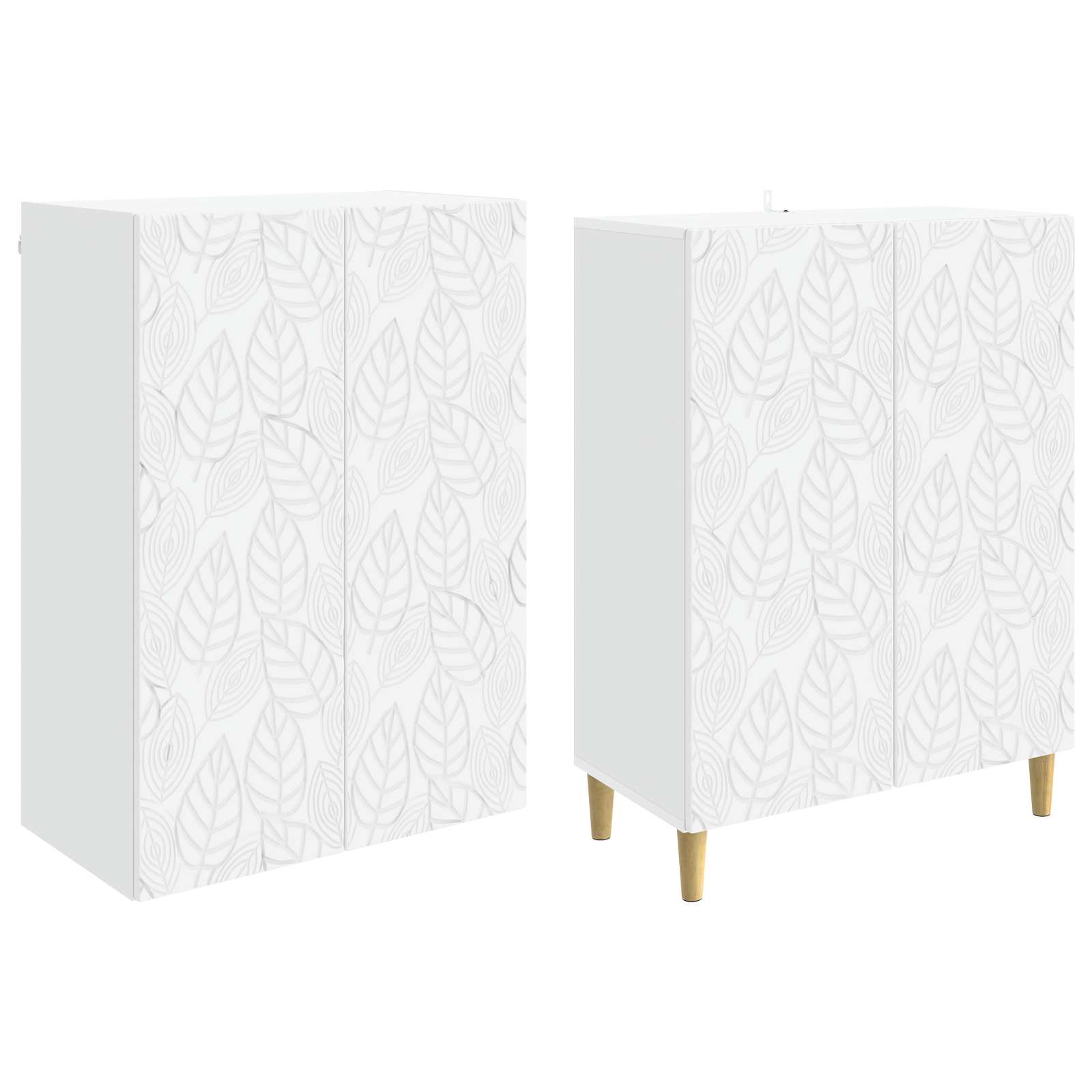 Cabinet Set 2 pcs White Engineered Wood