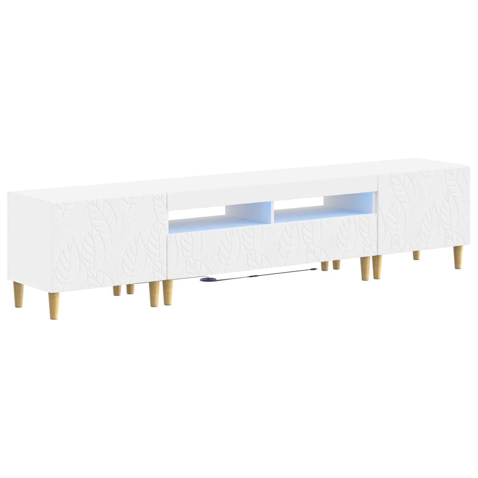 5 Piece LED TV Cabinet White Engineered Wood