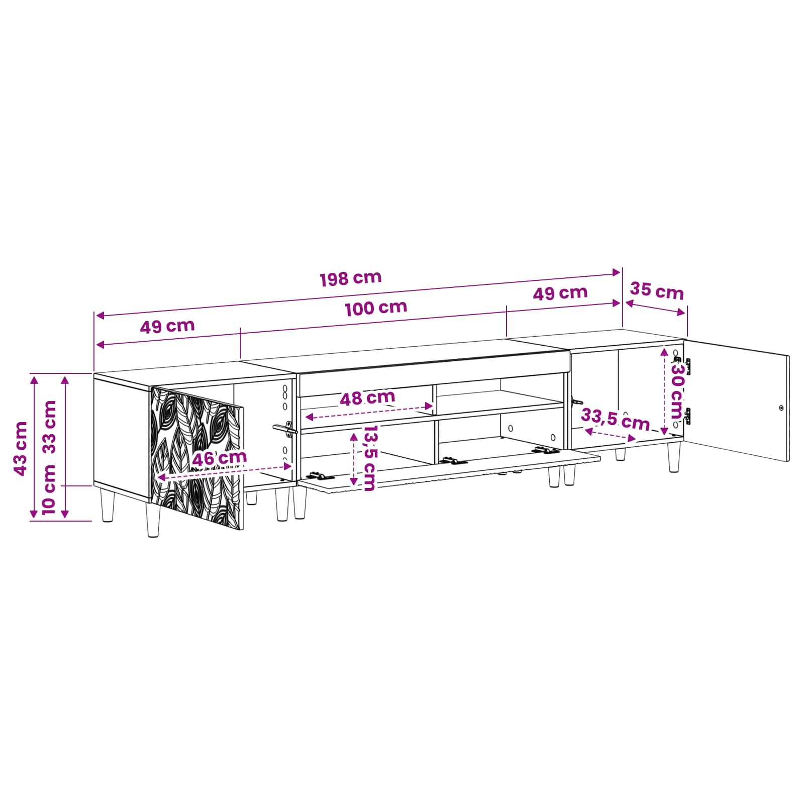 5 Piece LED TV Cabinet White Engineered Wood