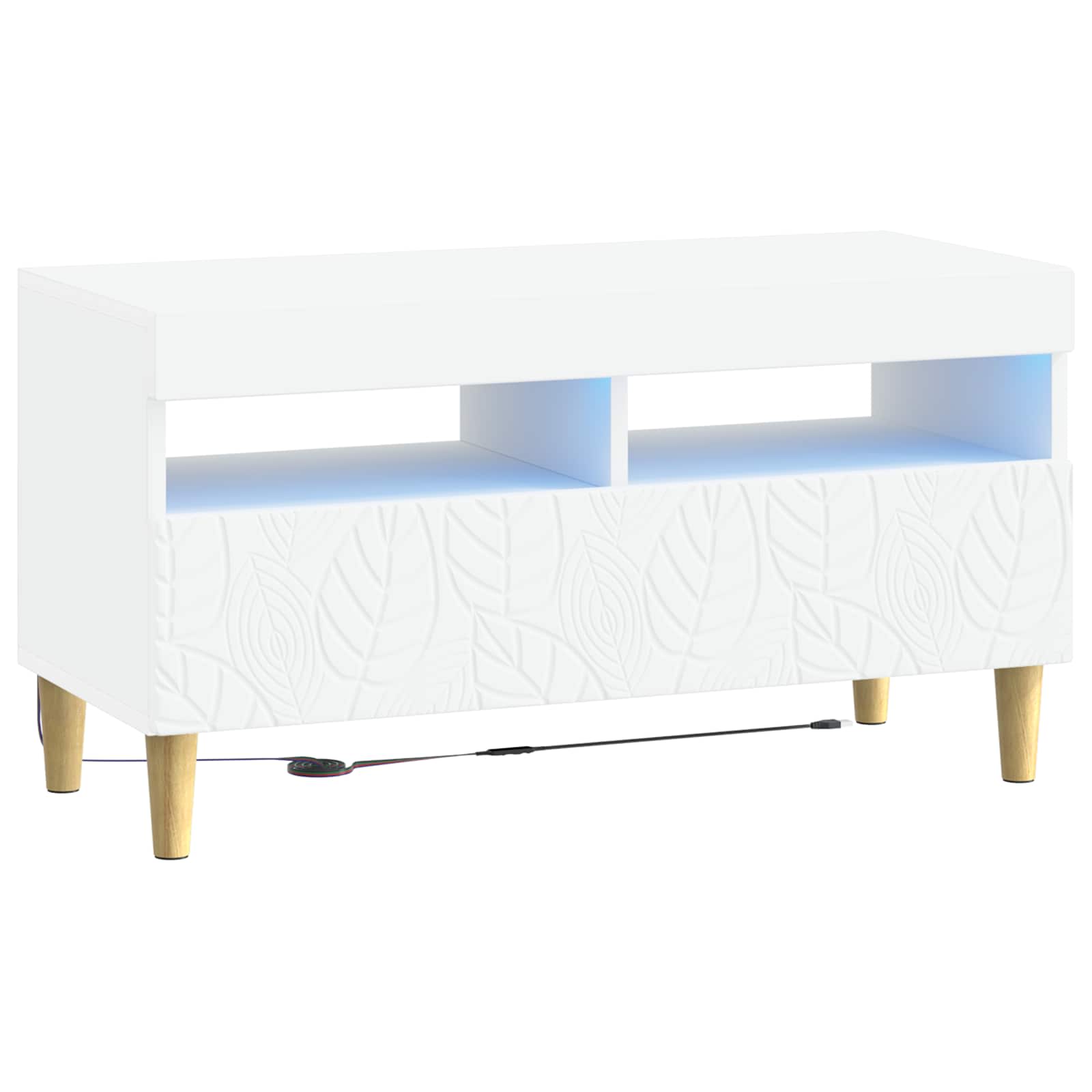 5 Piece LED TV Cabinet White Engineered Wood