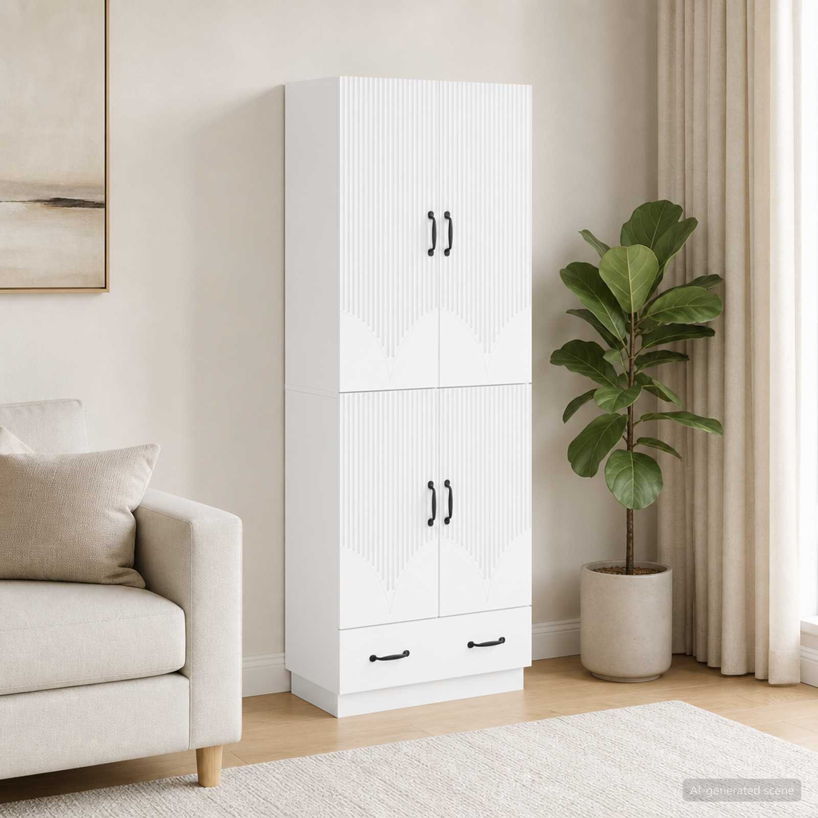 Cabinet Set 2 pcs White Engineered Wood