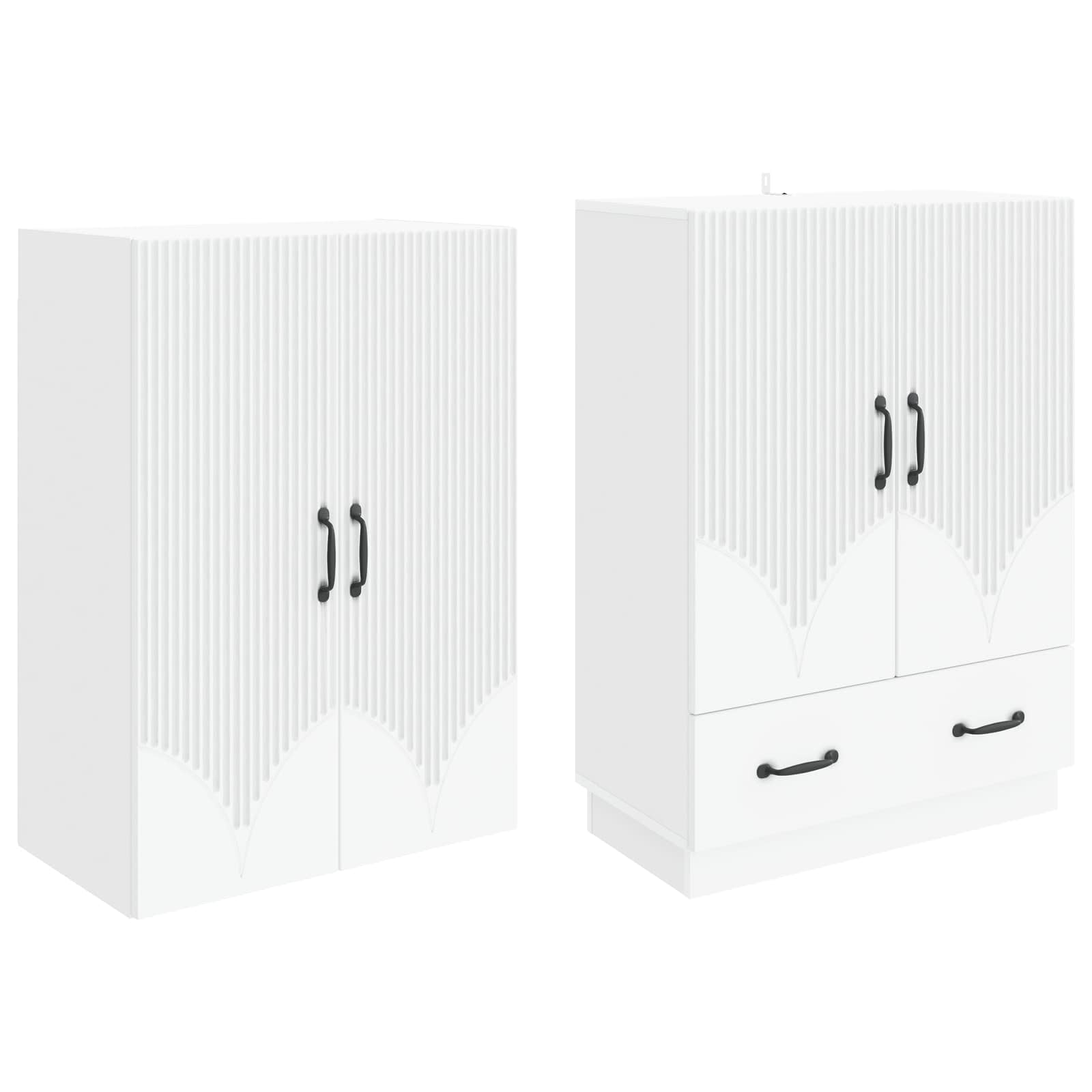 Cabinet Set 2 pcs White Engineered Wood